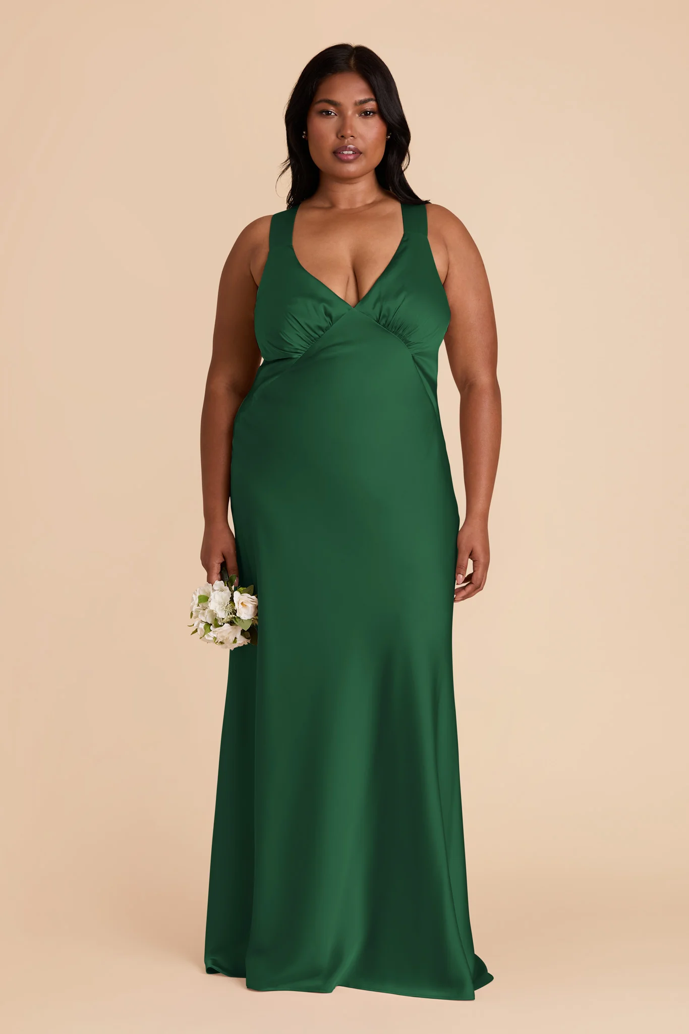 Veronica Matte Satin Dress - Forest Green - Image 2