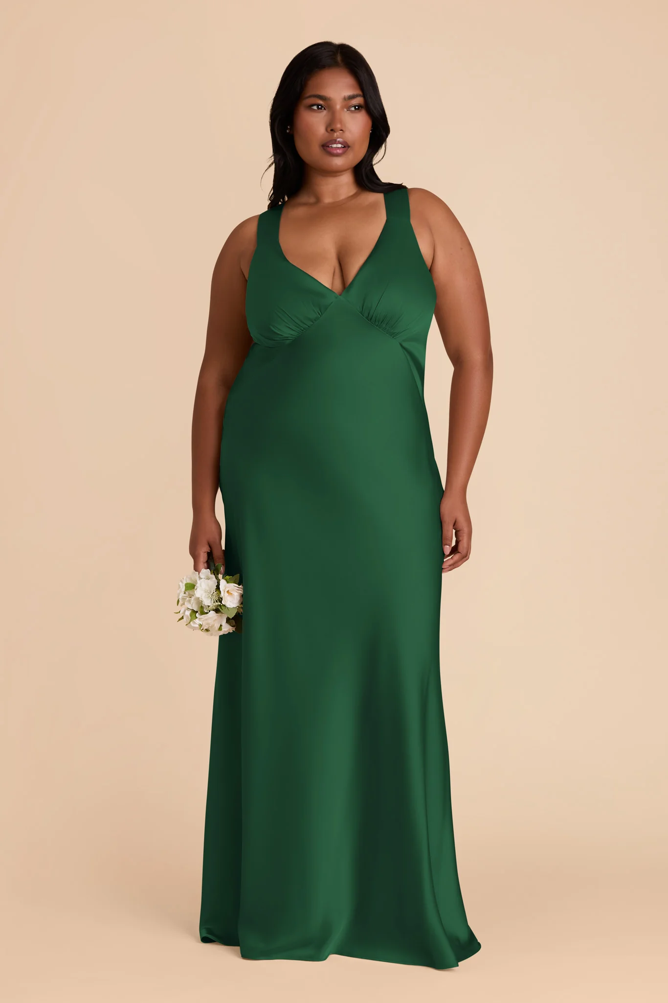 Veronica Matte Satin Dress - Forest Green - Image 8