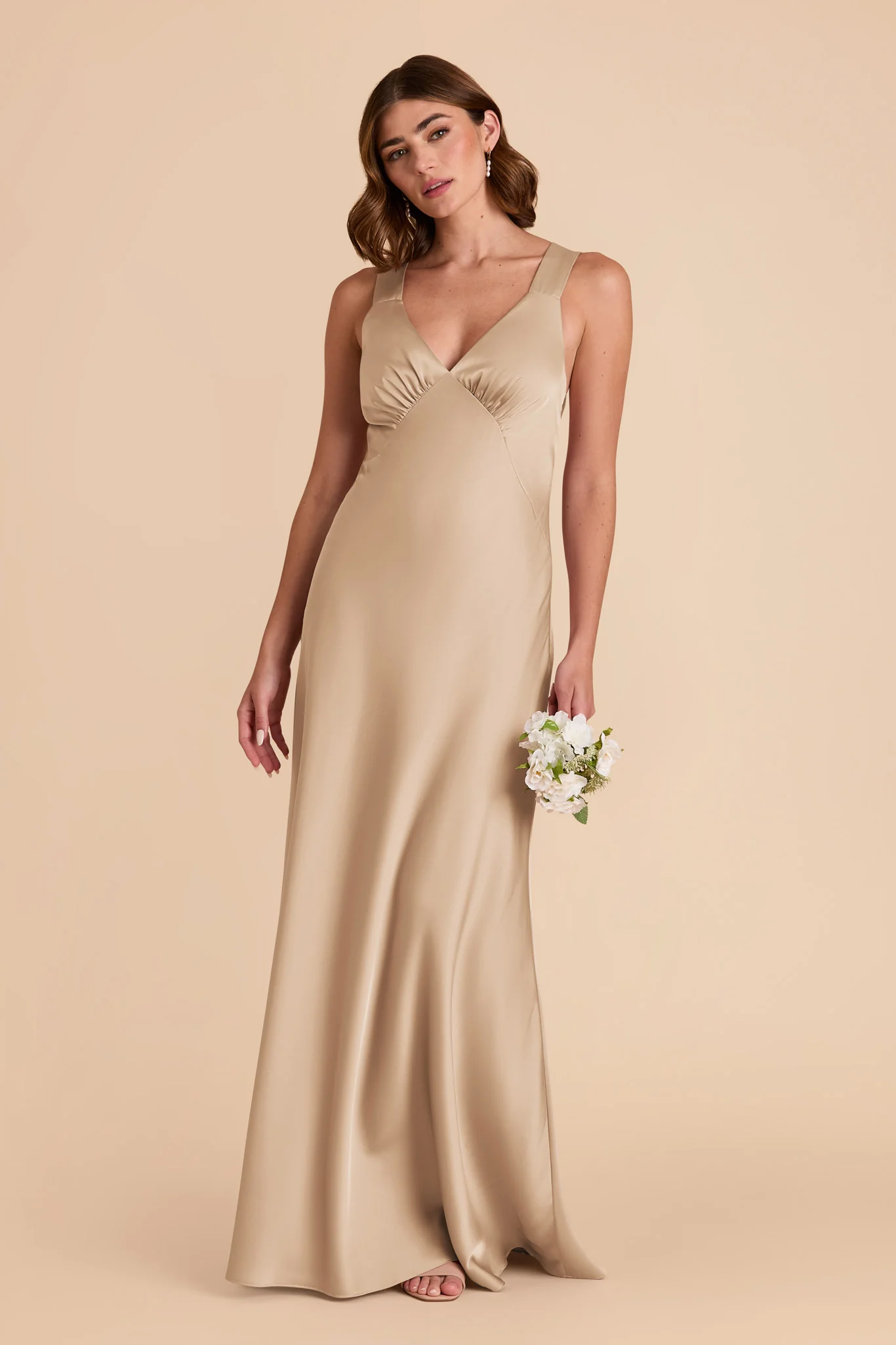 Veronica Matte Satin Dress - Gold - Image 4