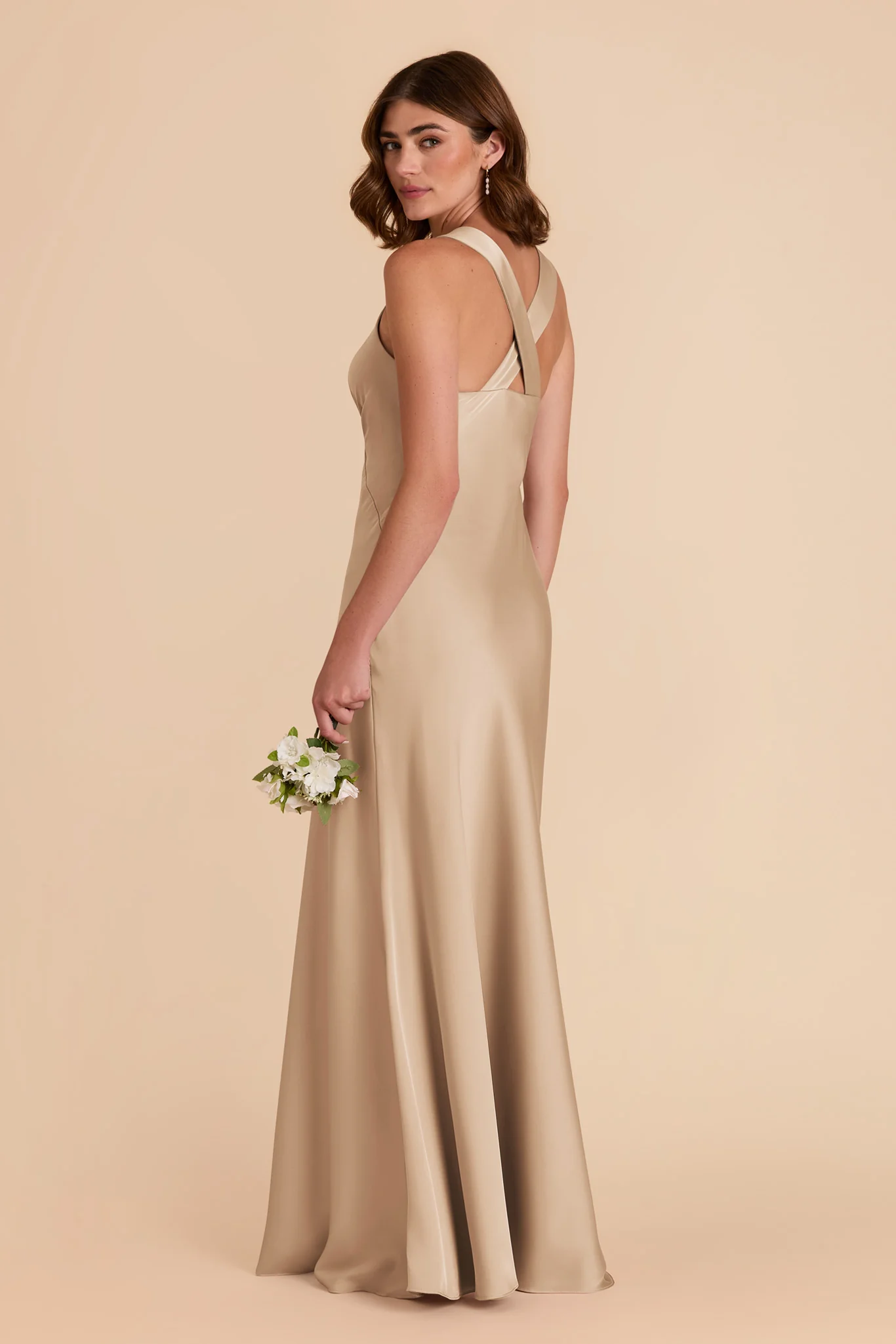 Veronica Matte Satin Dress - Gold - Image 5