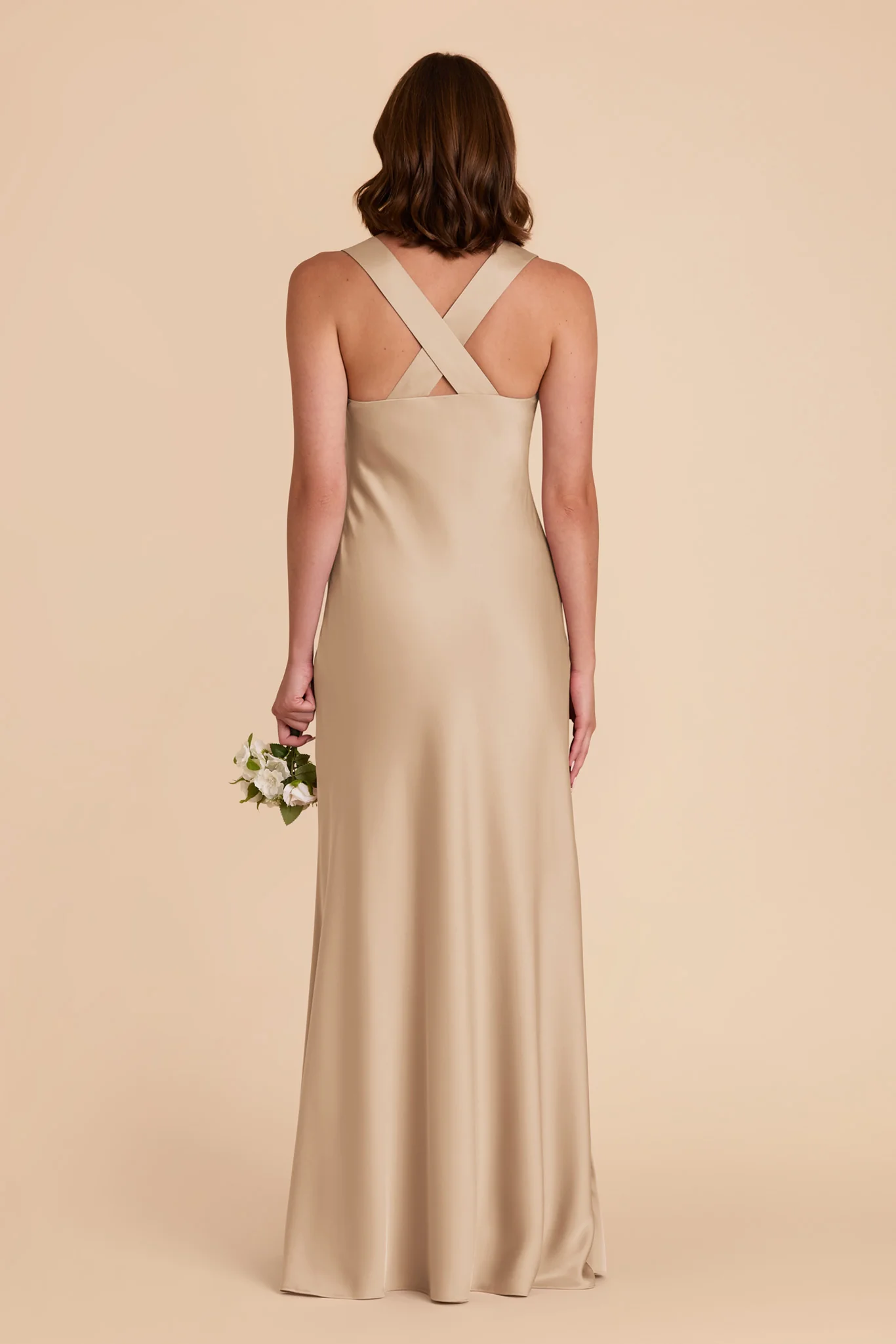 Veronica Matte Satin Dress - Gold - Image 6