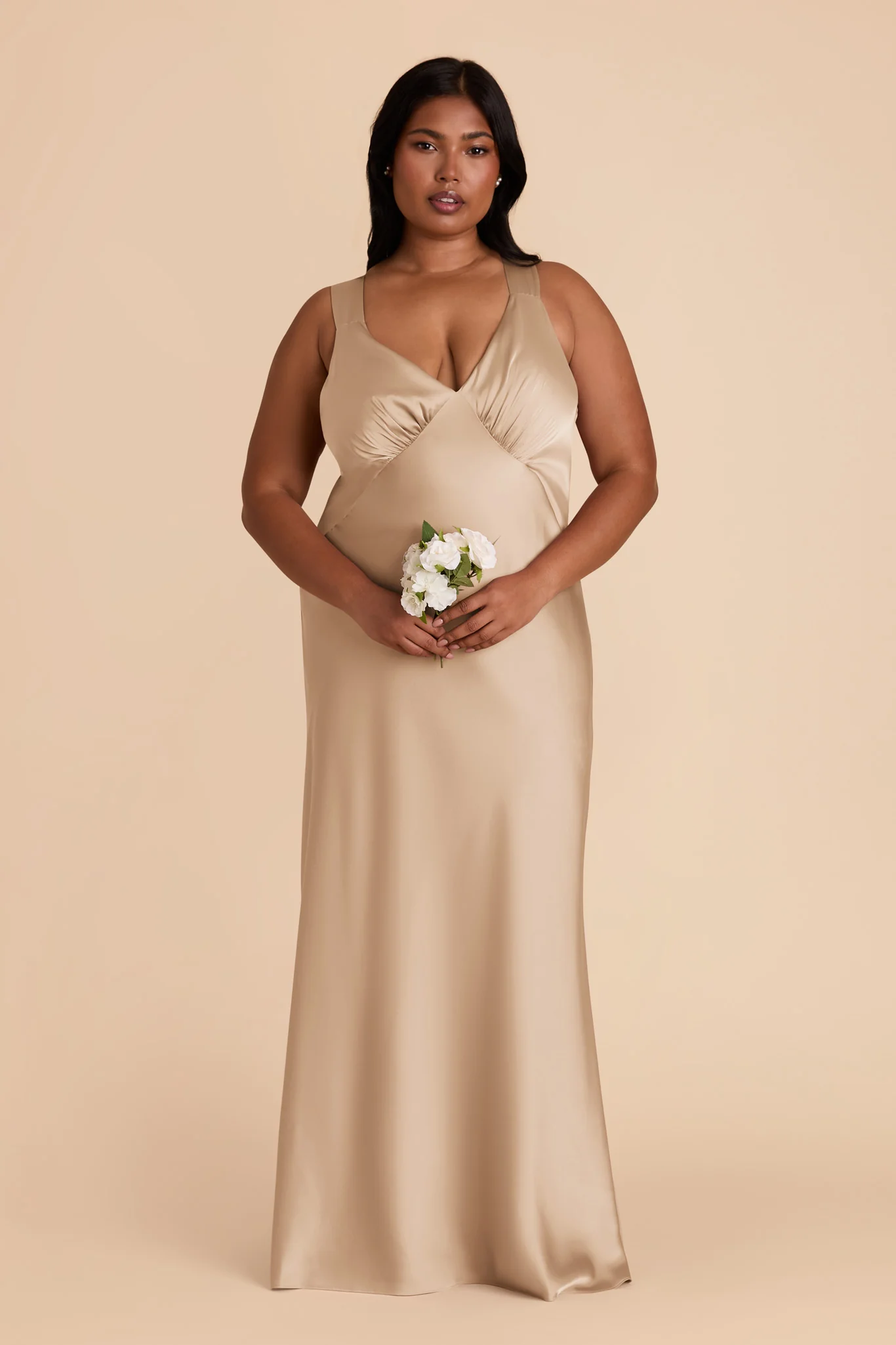 Veronica Matte Satin Dress - Gold - Image 8