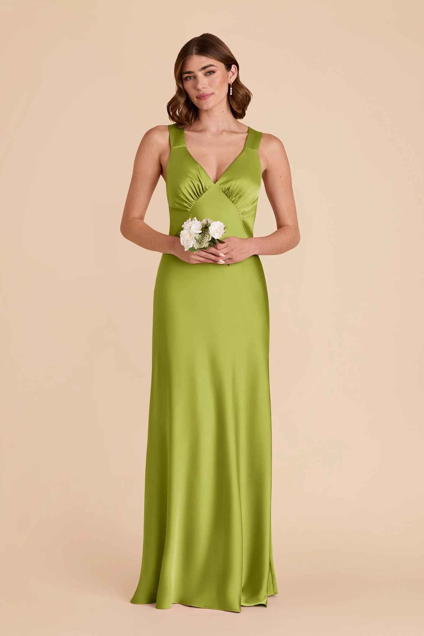 Veronica Matte Satin Dress - Matcha - Image 4