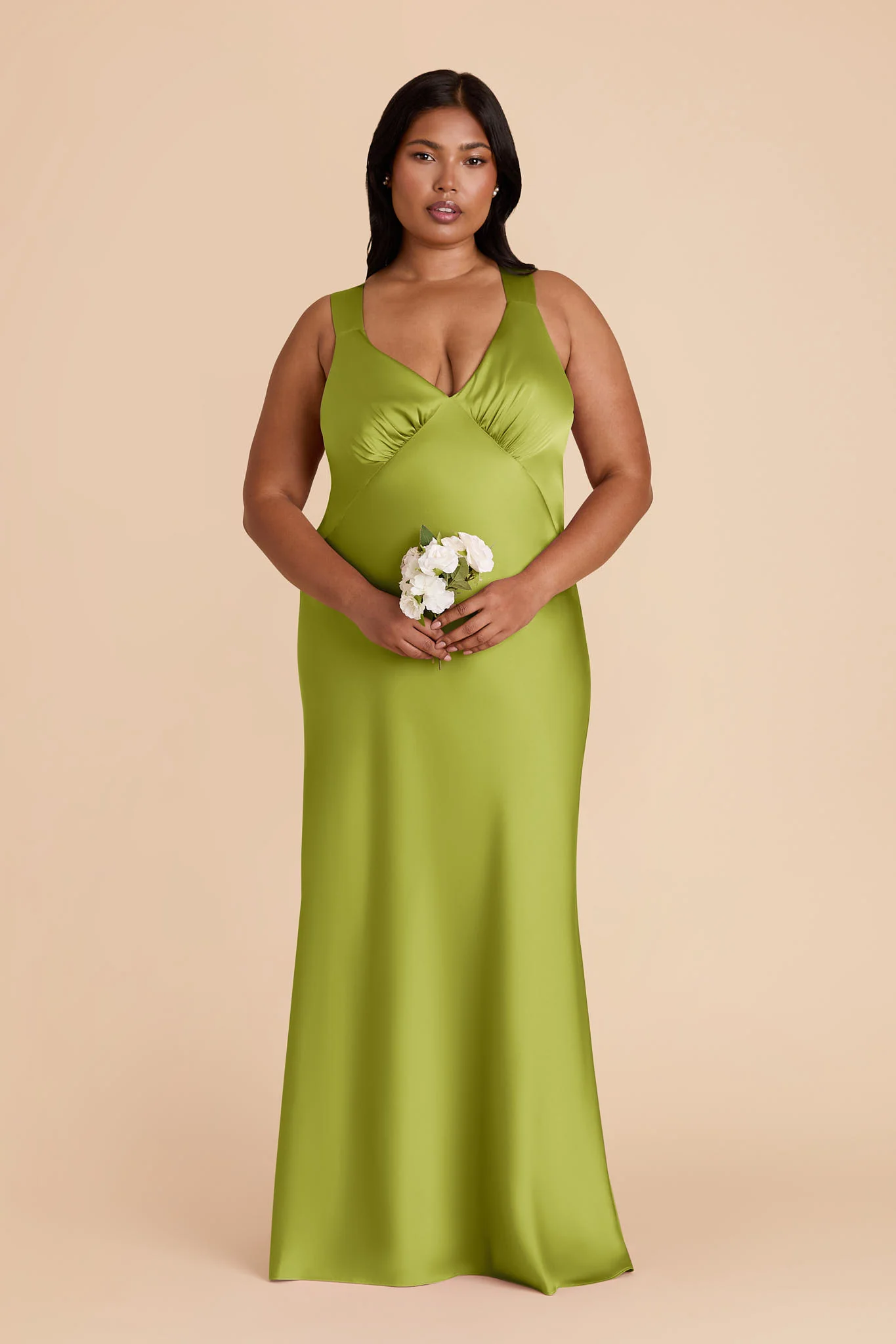 Veronica Matte Satin Dress - Matcha - Image 8