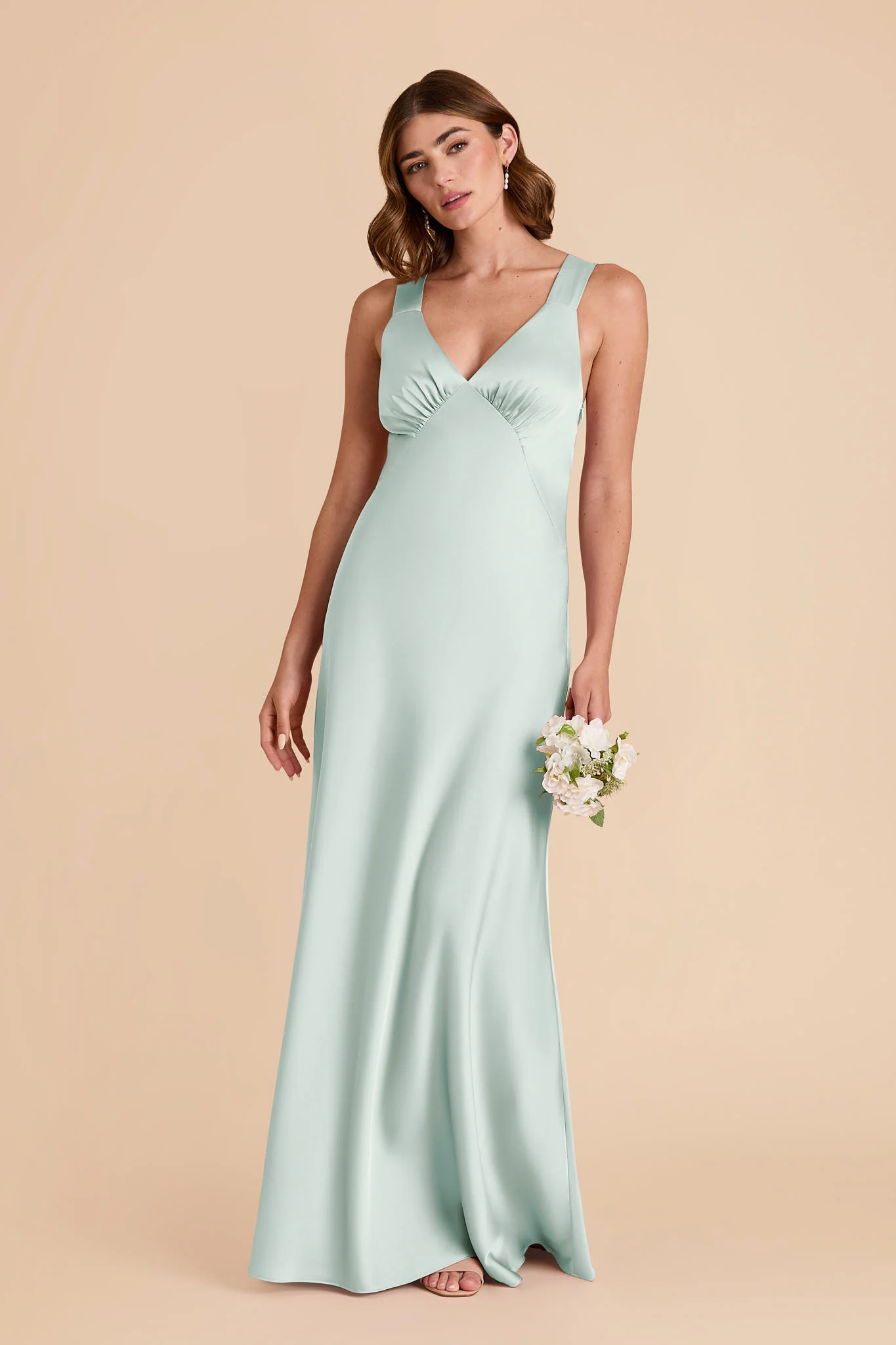 Veronica Matte Satin Dress - Mint - Image 3