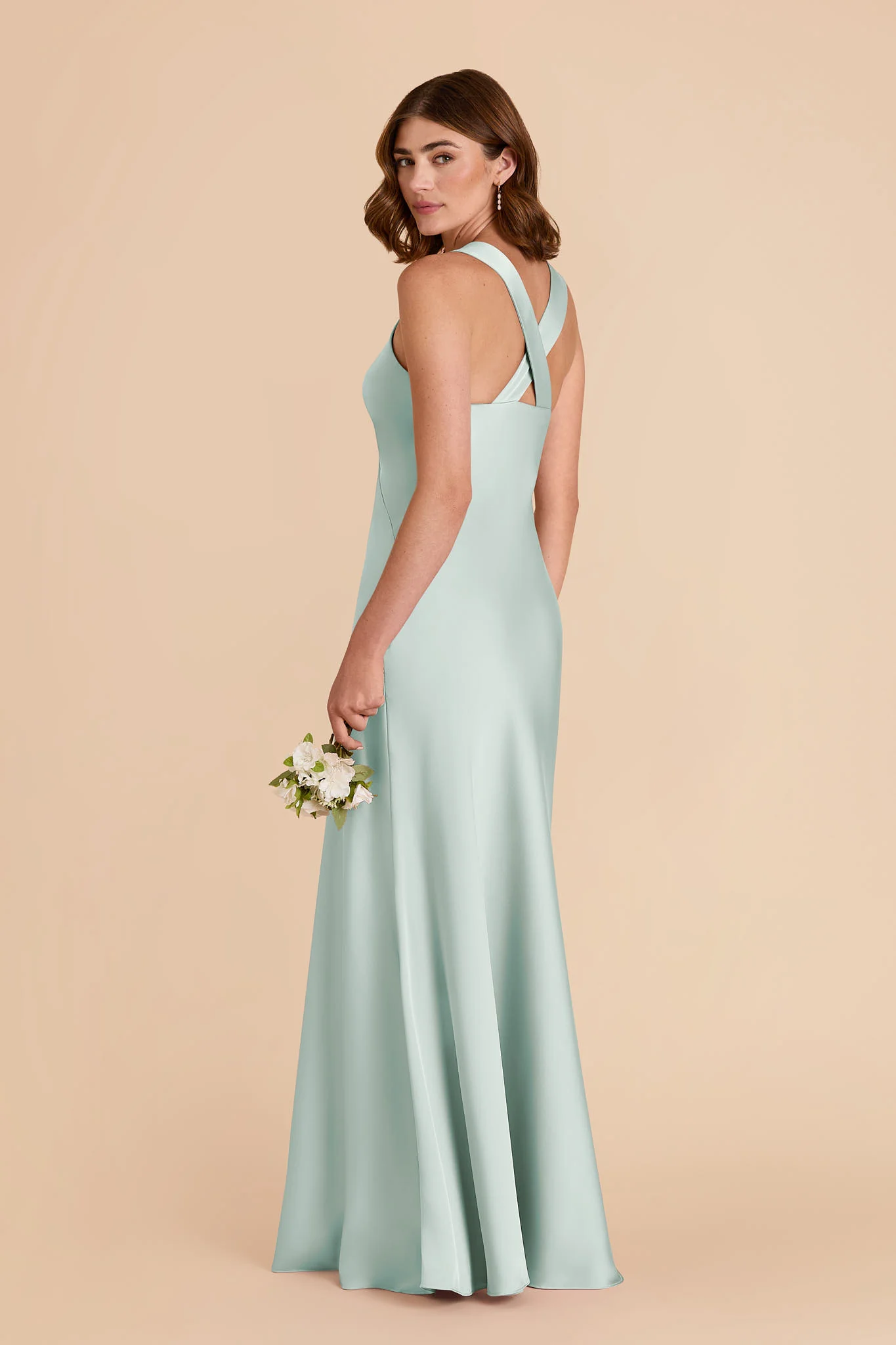 Veronica Matte Satin Dress - Mint - Image 4
