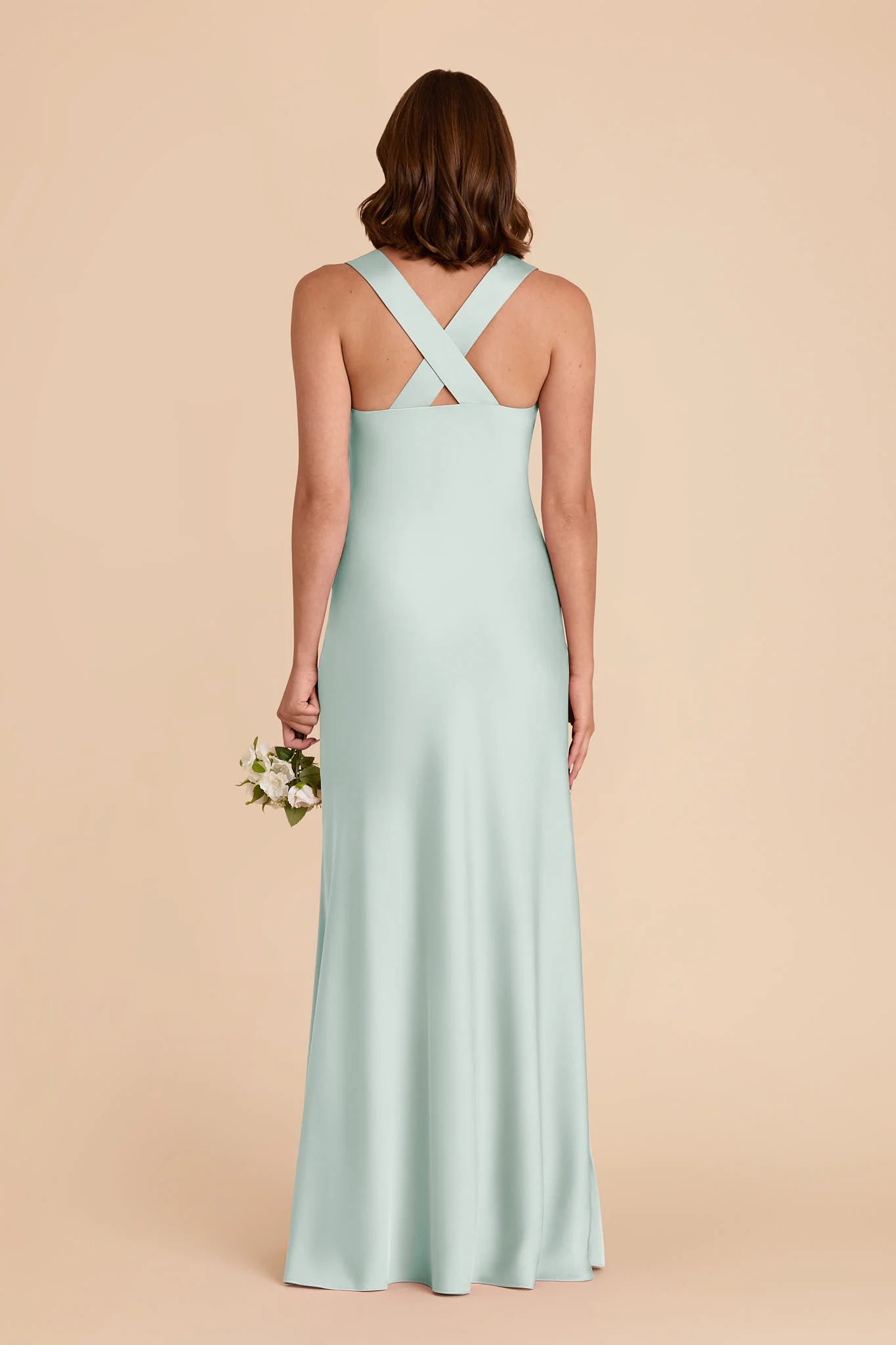 Veronica Matte Satin Dress - Mint - Image 5