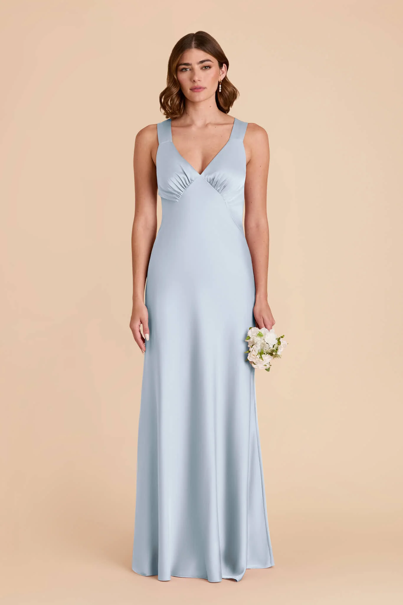 Veronica Matte Satin Dress - Mist Blue