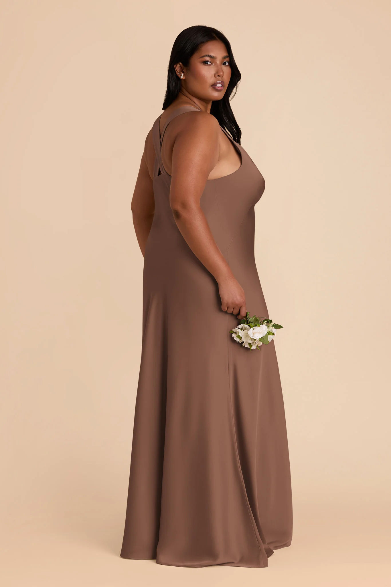 Veronica Matte Satin Dress - Mocha - Image 10