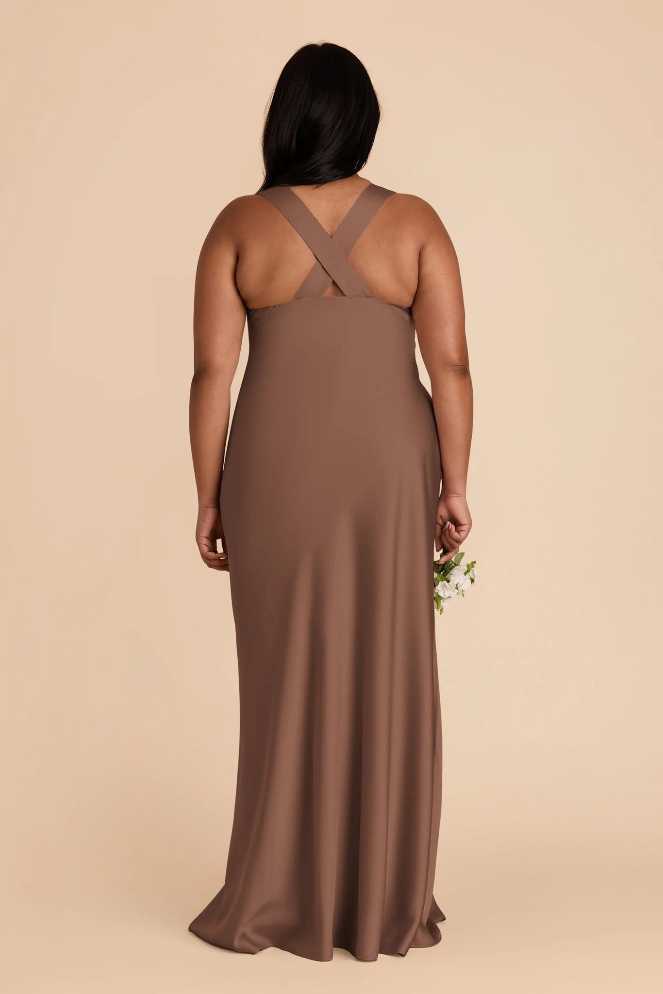 Veronica Matte Satin Dress - Mocha - Image 11