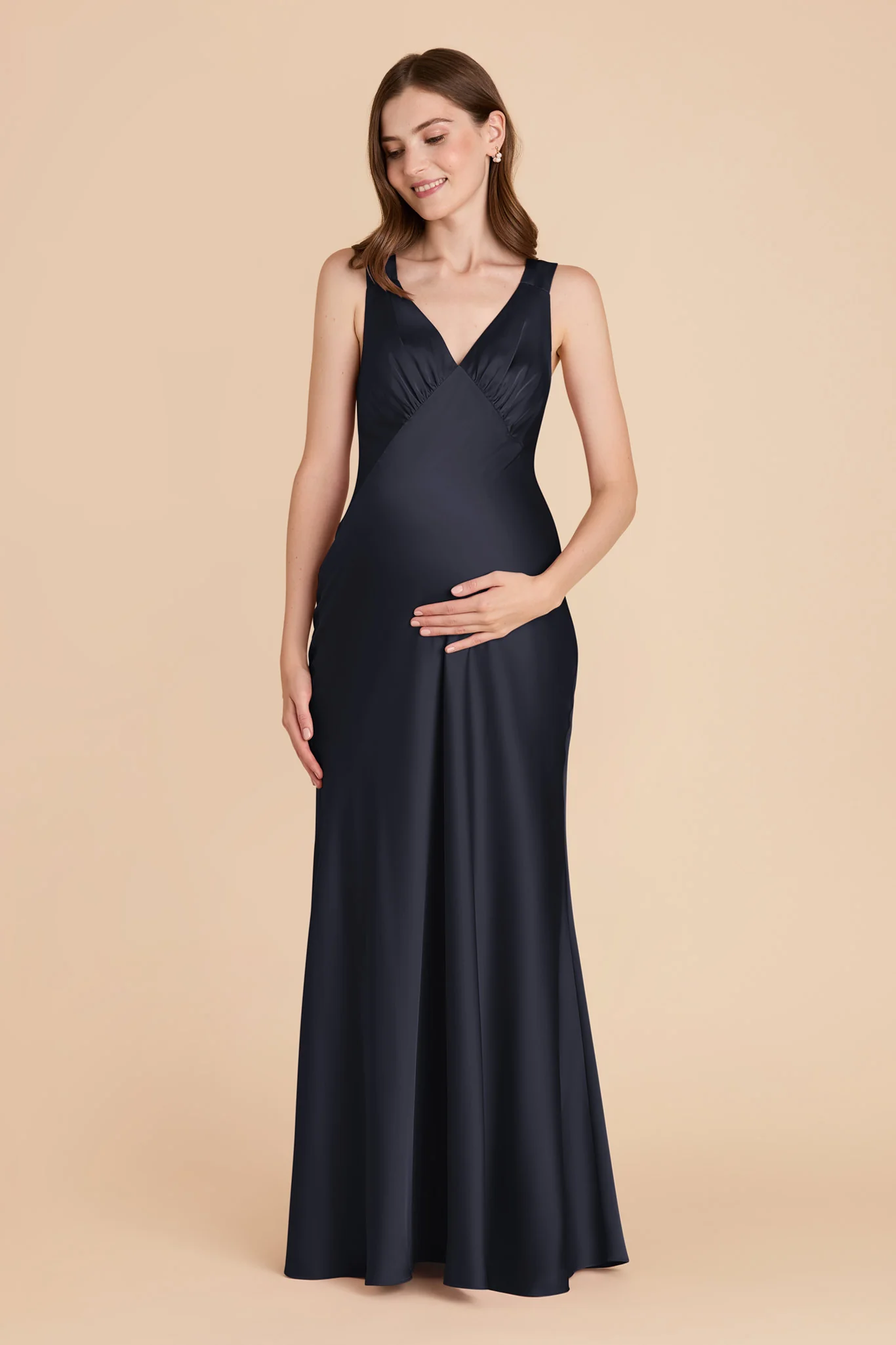 Veronica Matte Satin Dress - Navy - Image 7