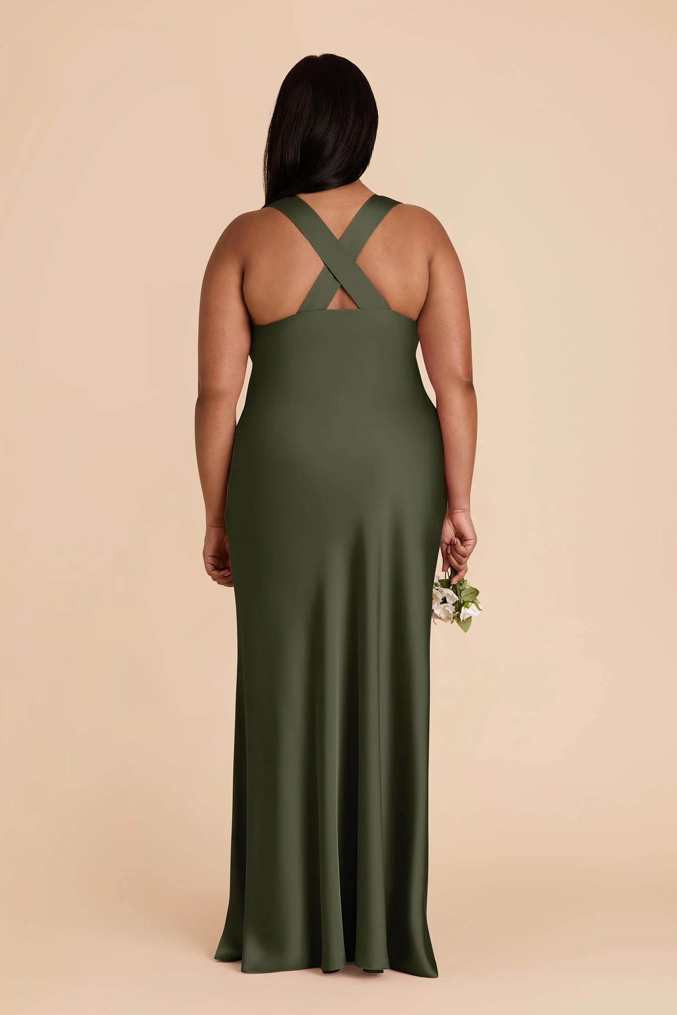 Veronica Matte Satin Dress - Olive - Image 11