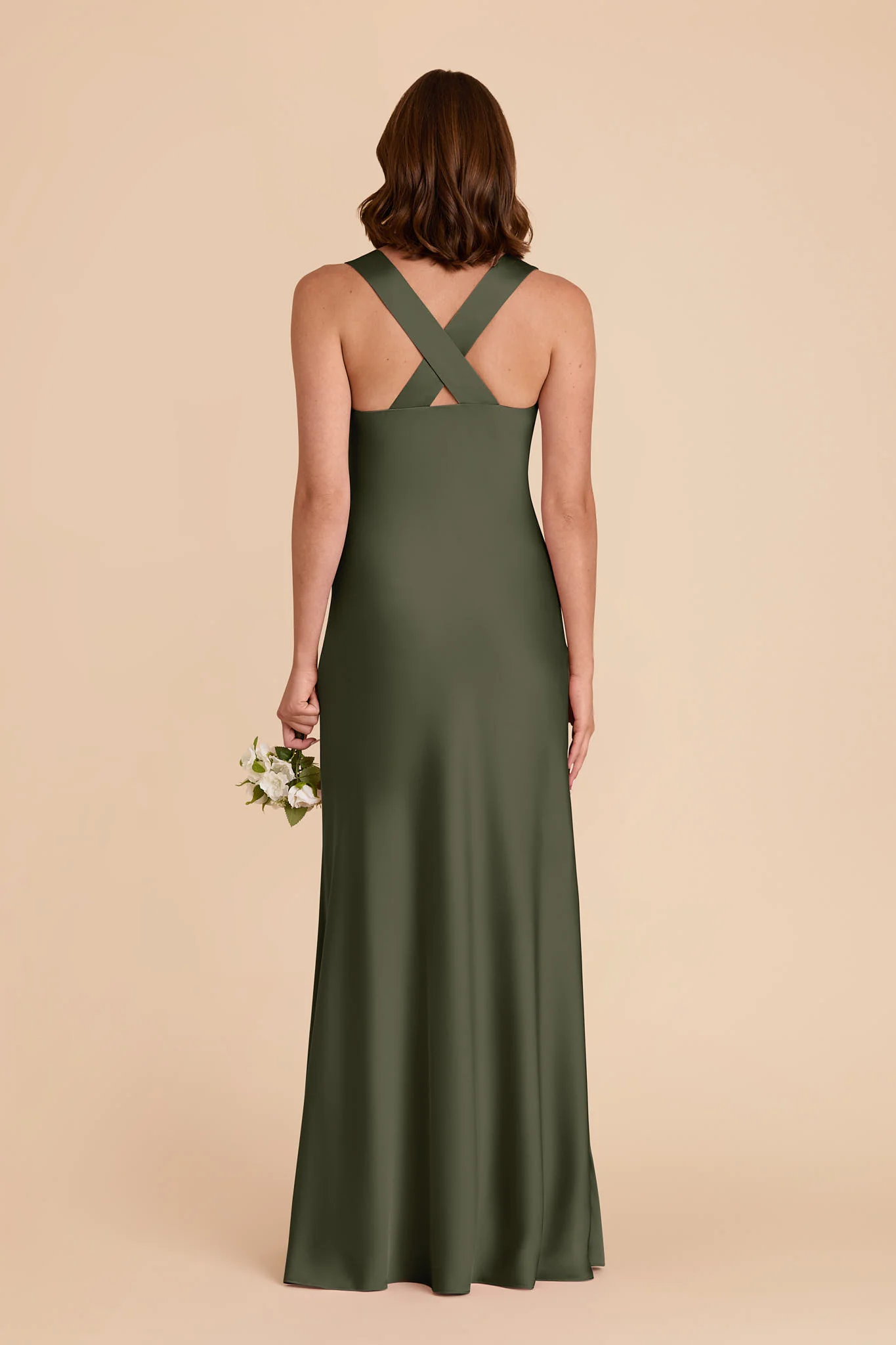Veronica Matte Satin Dress - Olive - Image 6