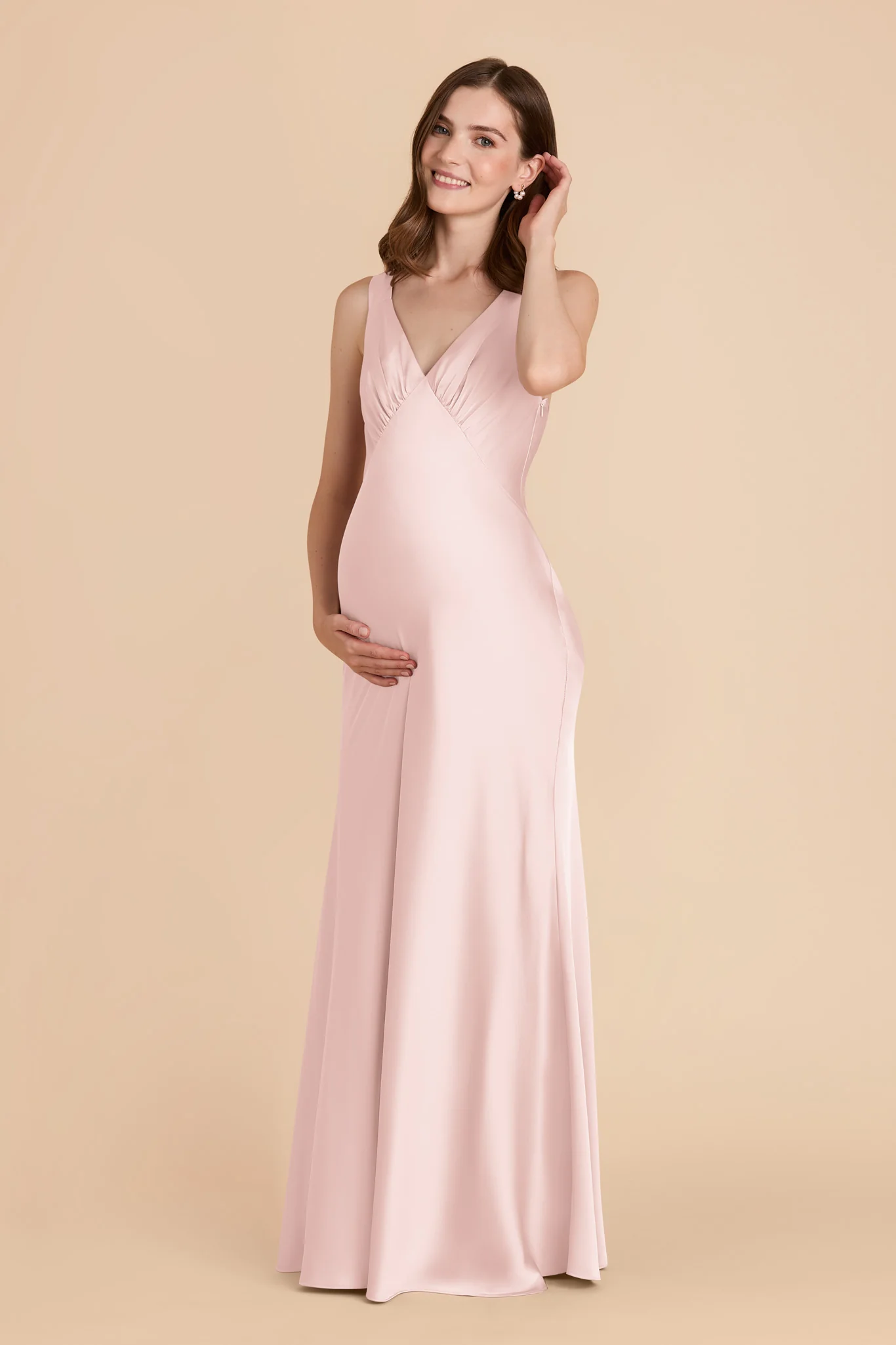 Veronica Matte Satin Dress - Pale Blush - Image 3