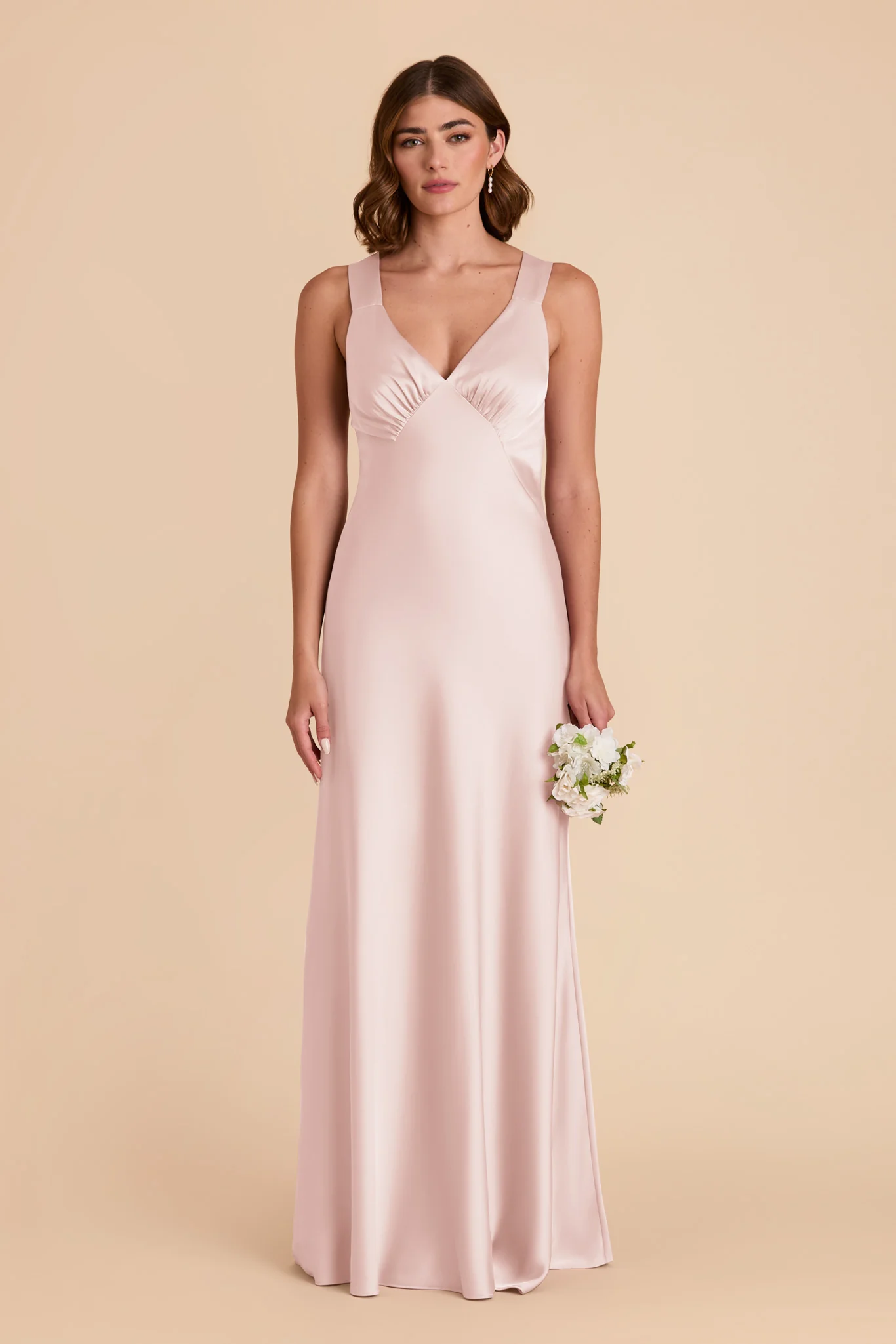 Veronica Matte Satin Dress - Pale Blush - Image 5