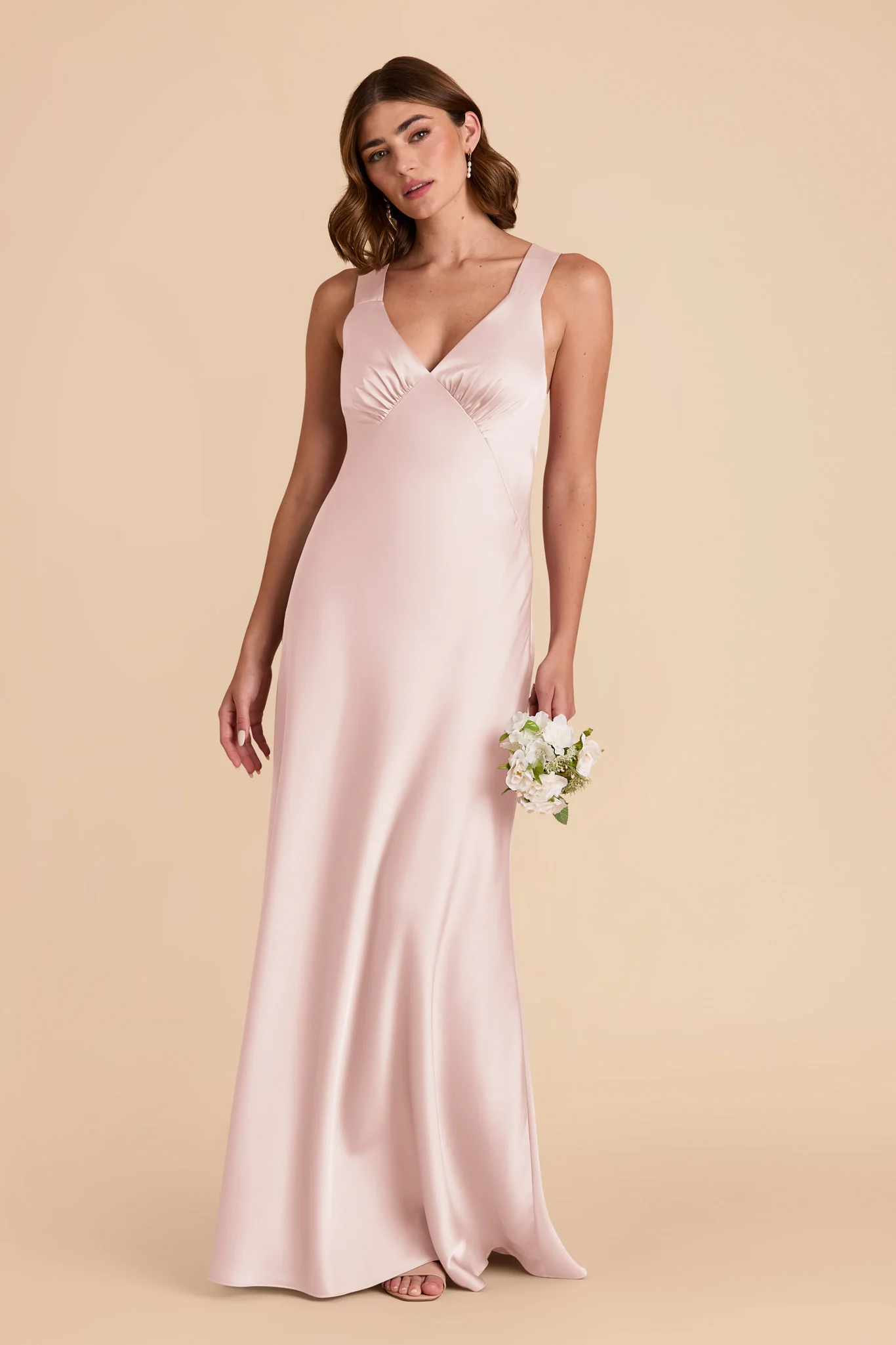 Veronica Matte Satin Dress - Pale Blush - Image 6
