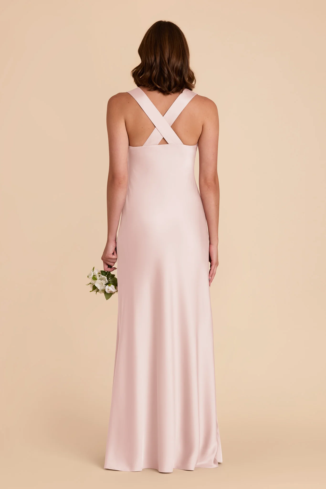 Veronica Matte Satin Dress - Pale Blush - Image 8