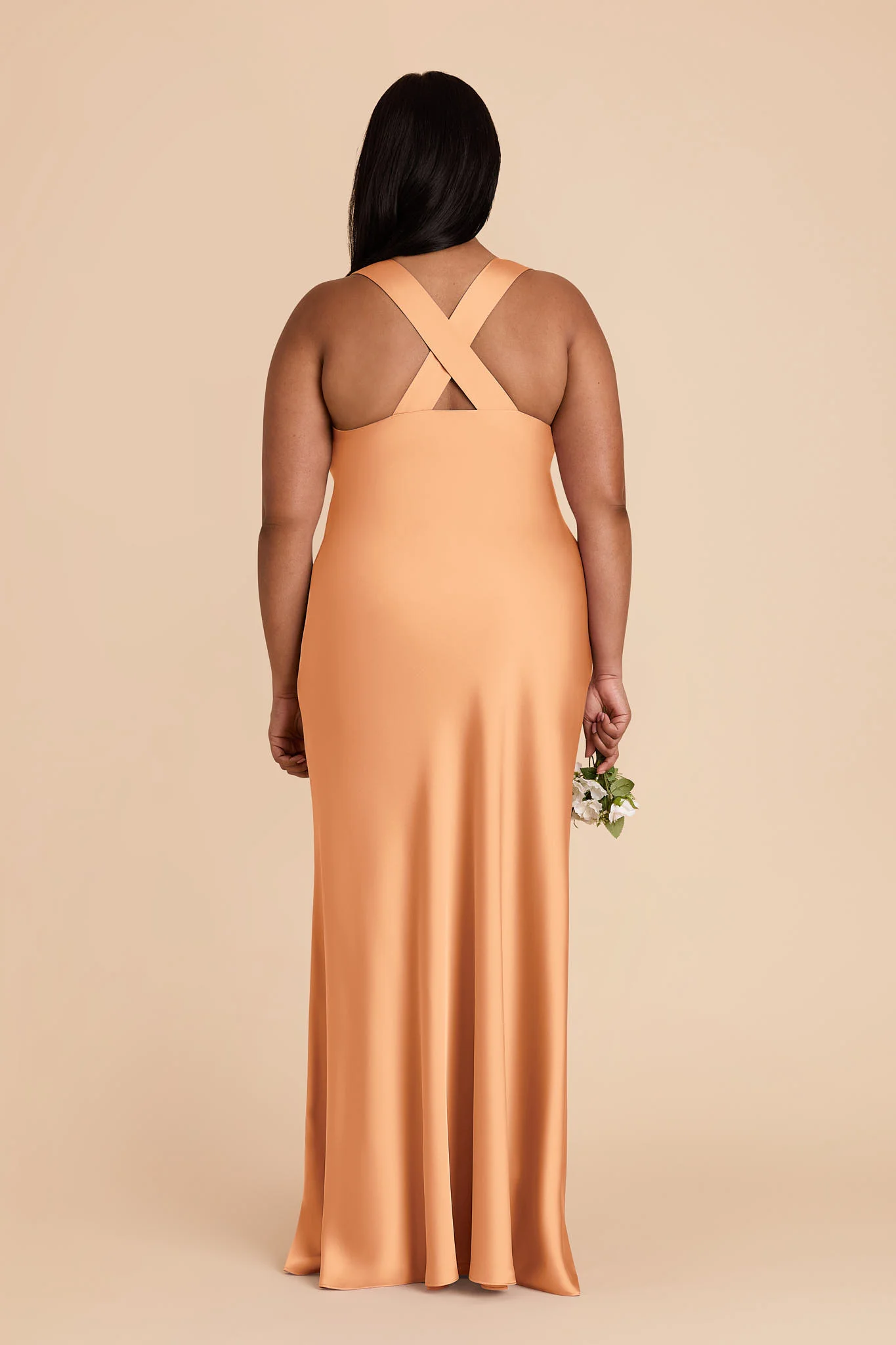 Veronica Matte Satin Dress - Peach - Image 10
