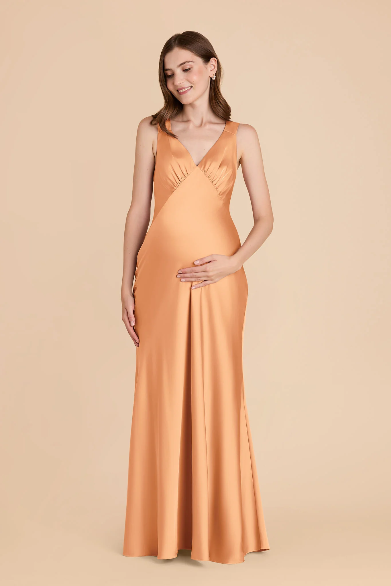 Veronica Matte Satin Dress - Peach - Image 11