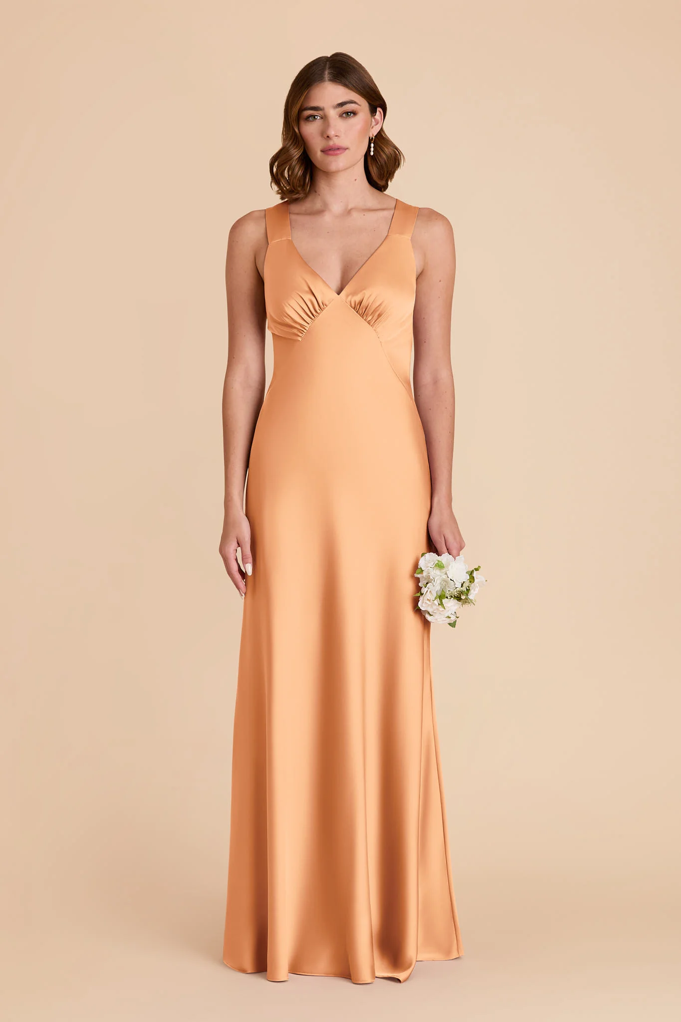 Veronica Matte Satin Dress - Peach - Image 3