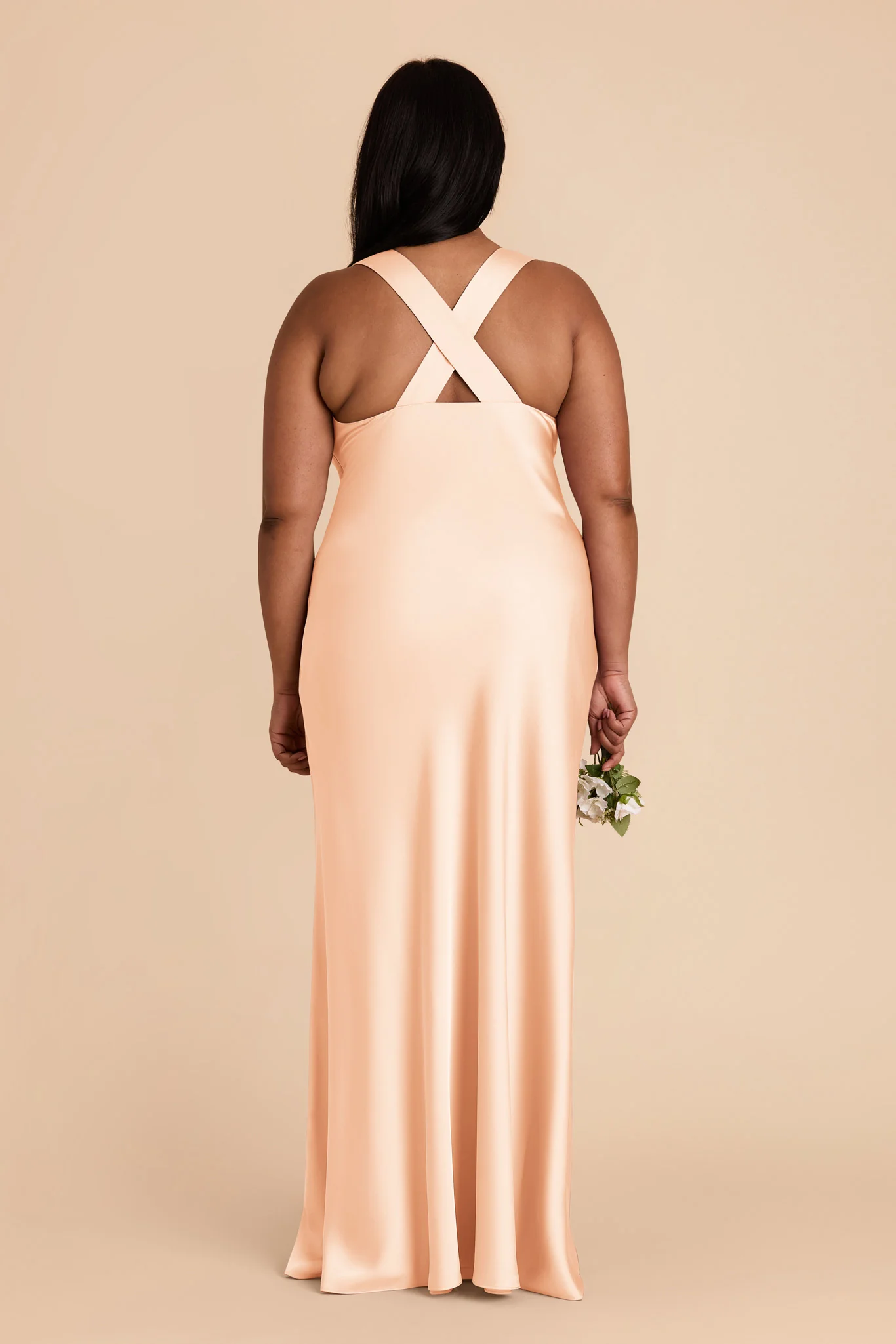 Veronica Matte Satin Dress - Peach Cream - Image 11