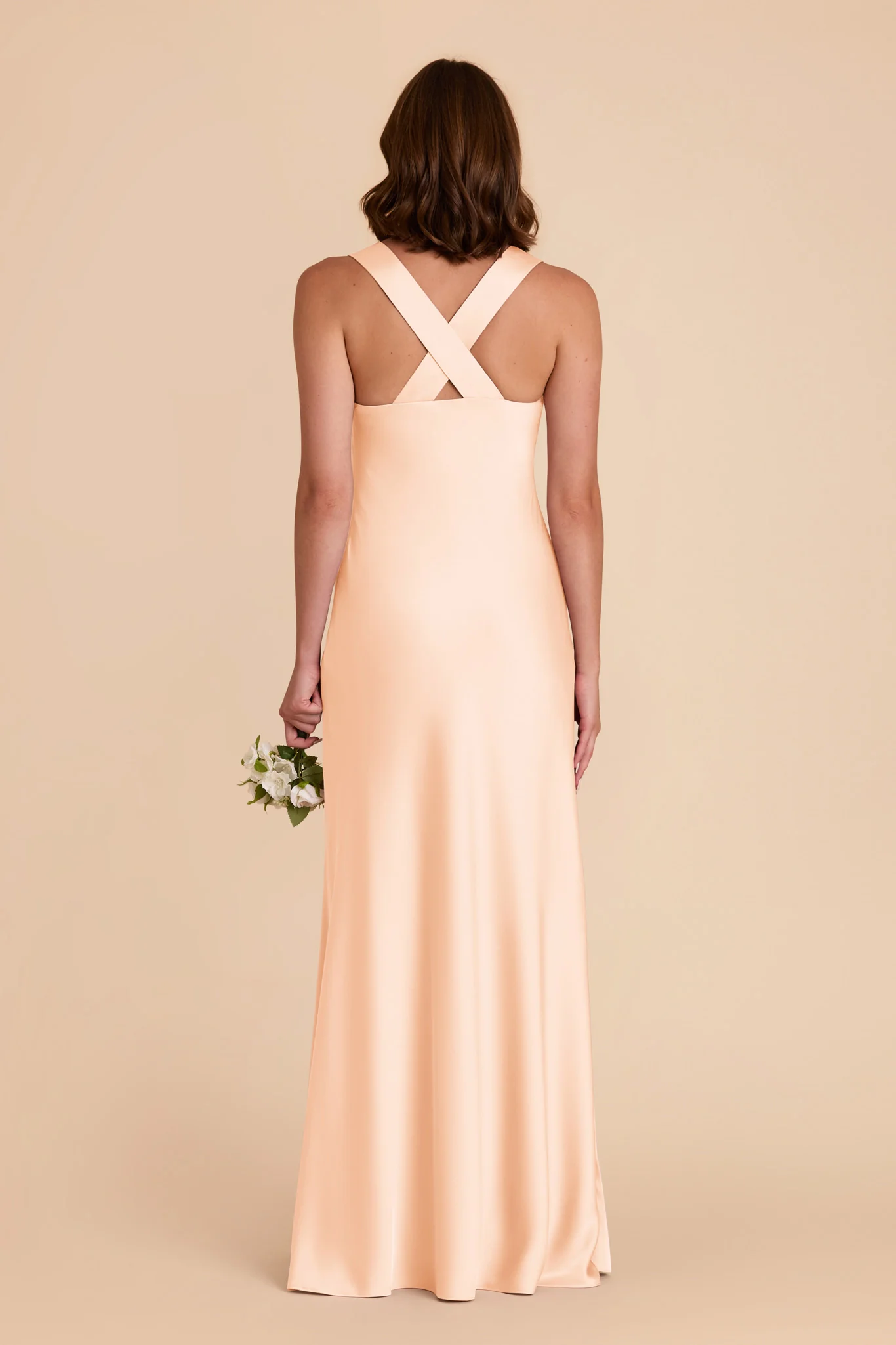 Veronica Matte Satin Dress - Peach Cream - Image 5