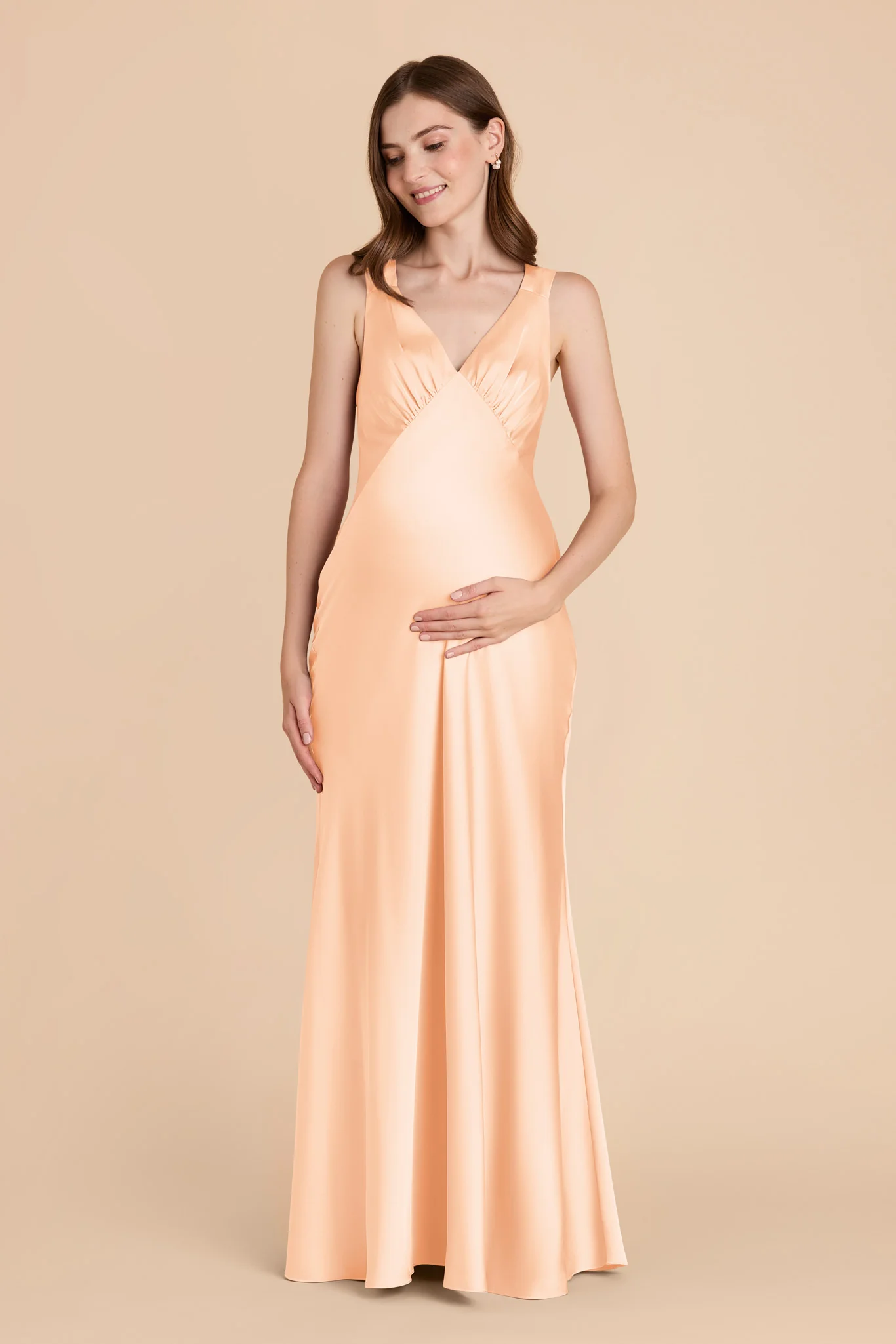 Veronica Matte Satin Dress - Peach Cream - Image 7