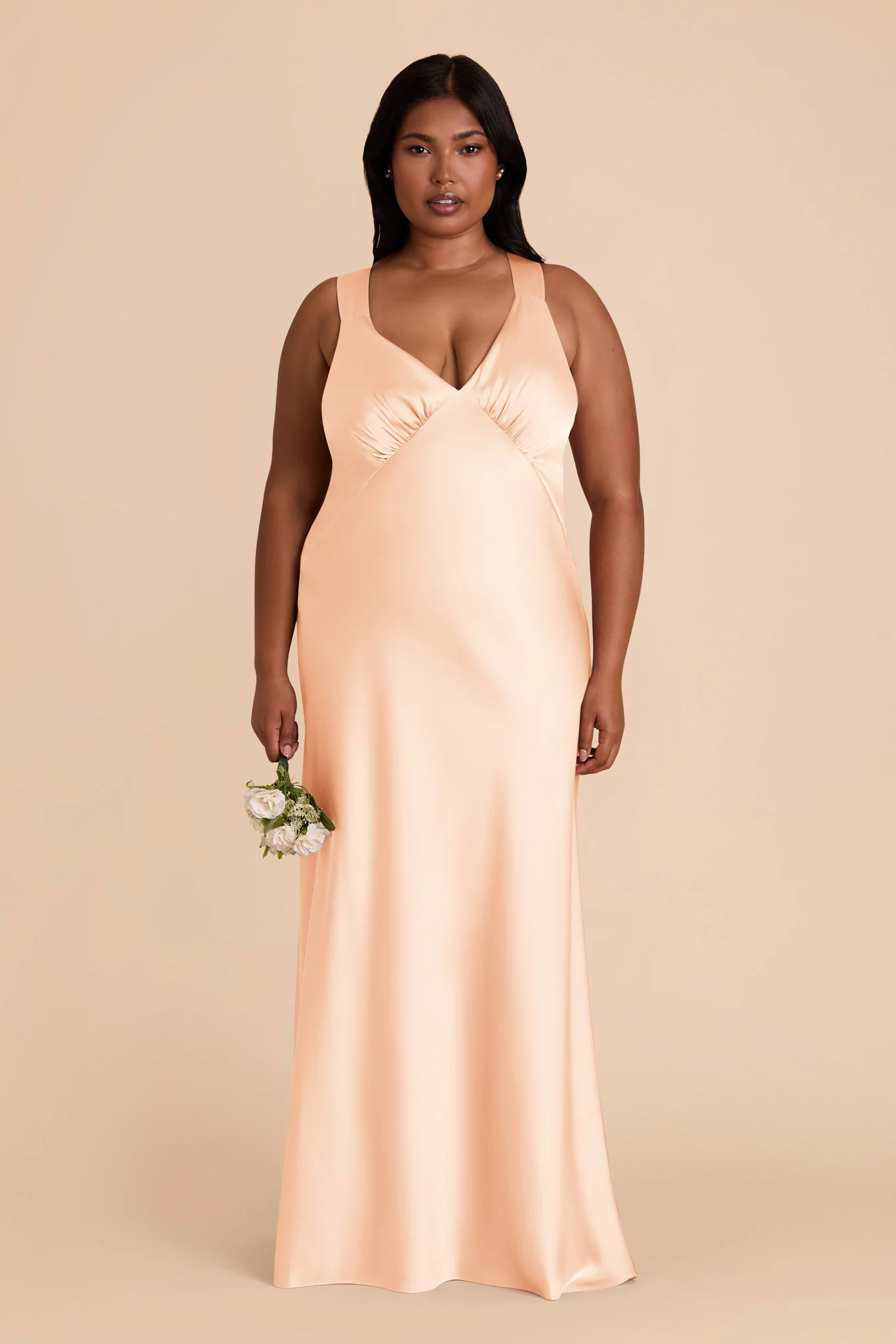 Veronica Matte Satin Dress - Peach Cream - Image 8