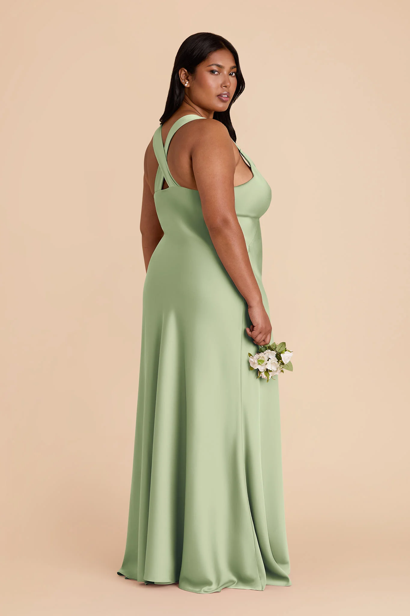 Veronica Matte Satin Dress - Pistachio - Image 10