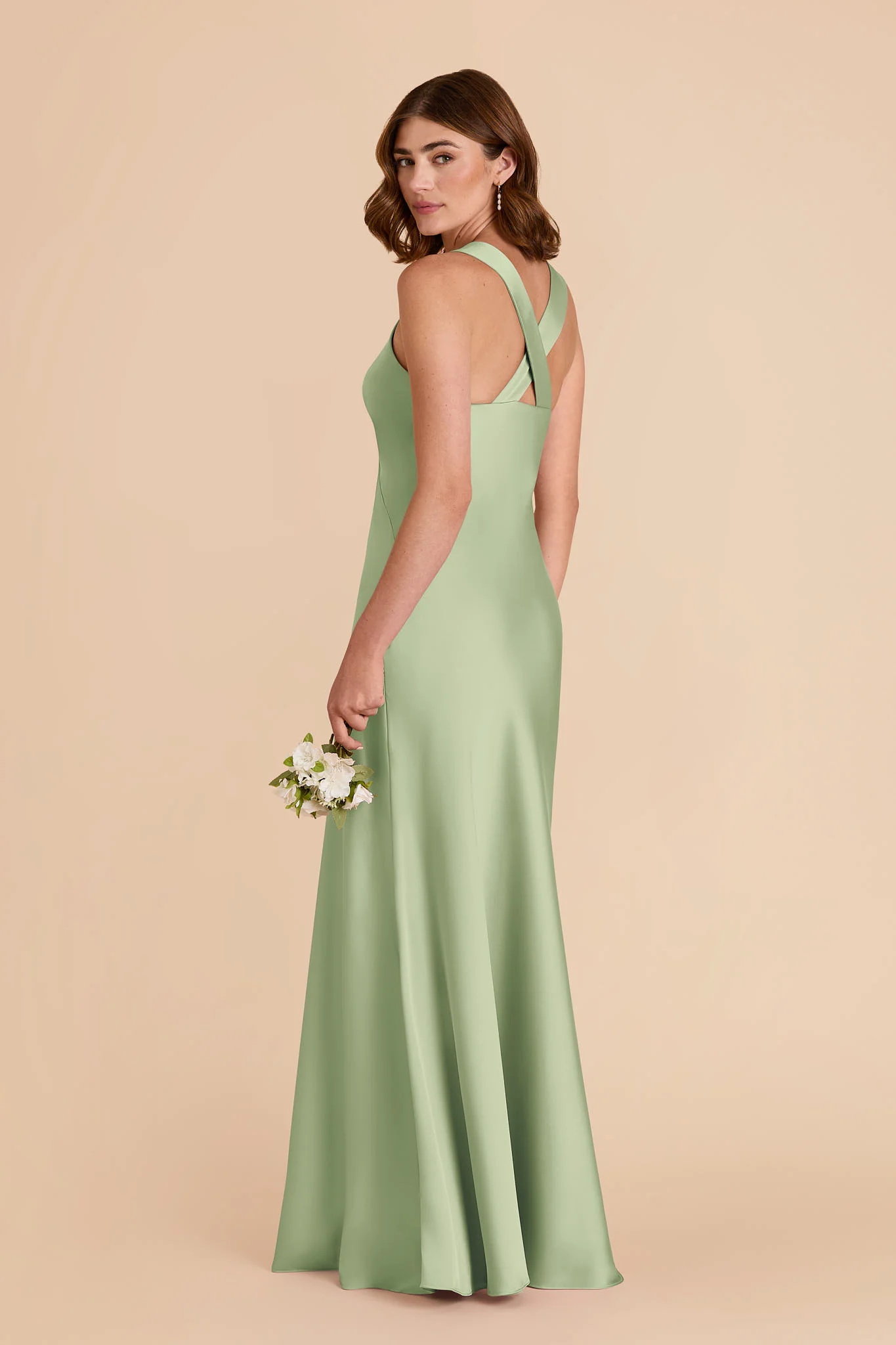 Veronica Matte Satin Dress - Pistachio - Image 6