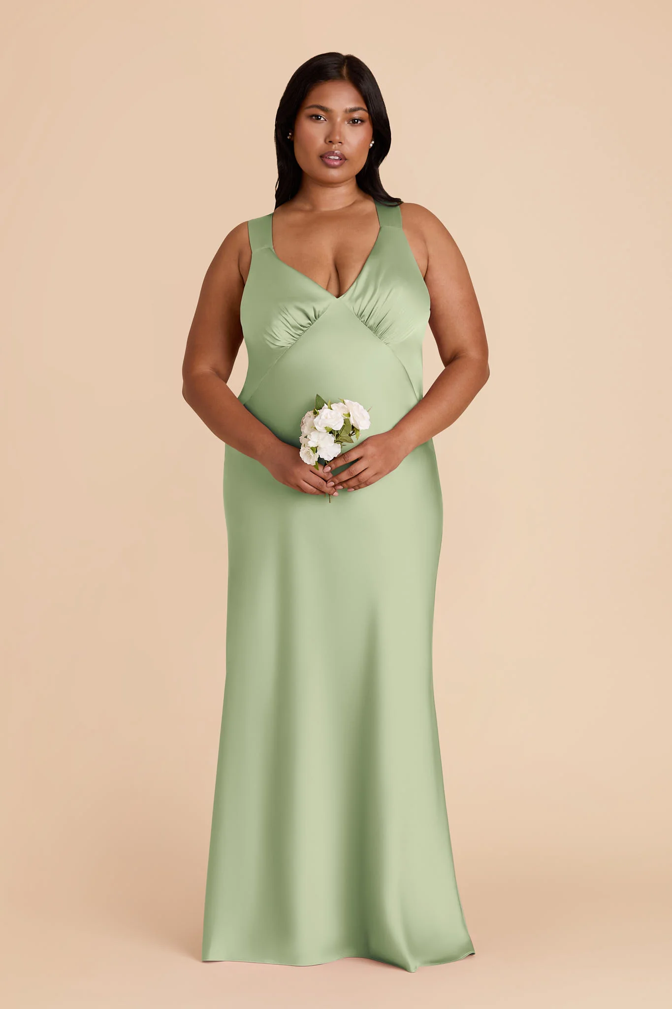 Veronica Matte Satin Dress - Pistachio - Image 8