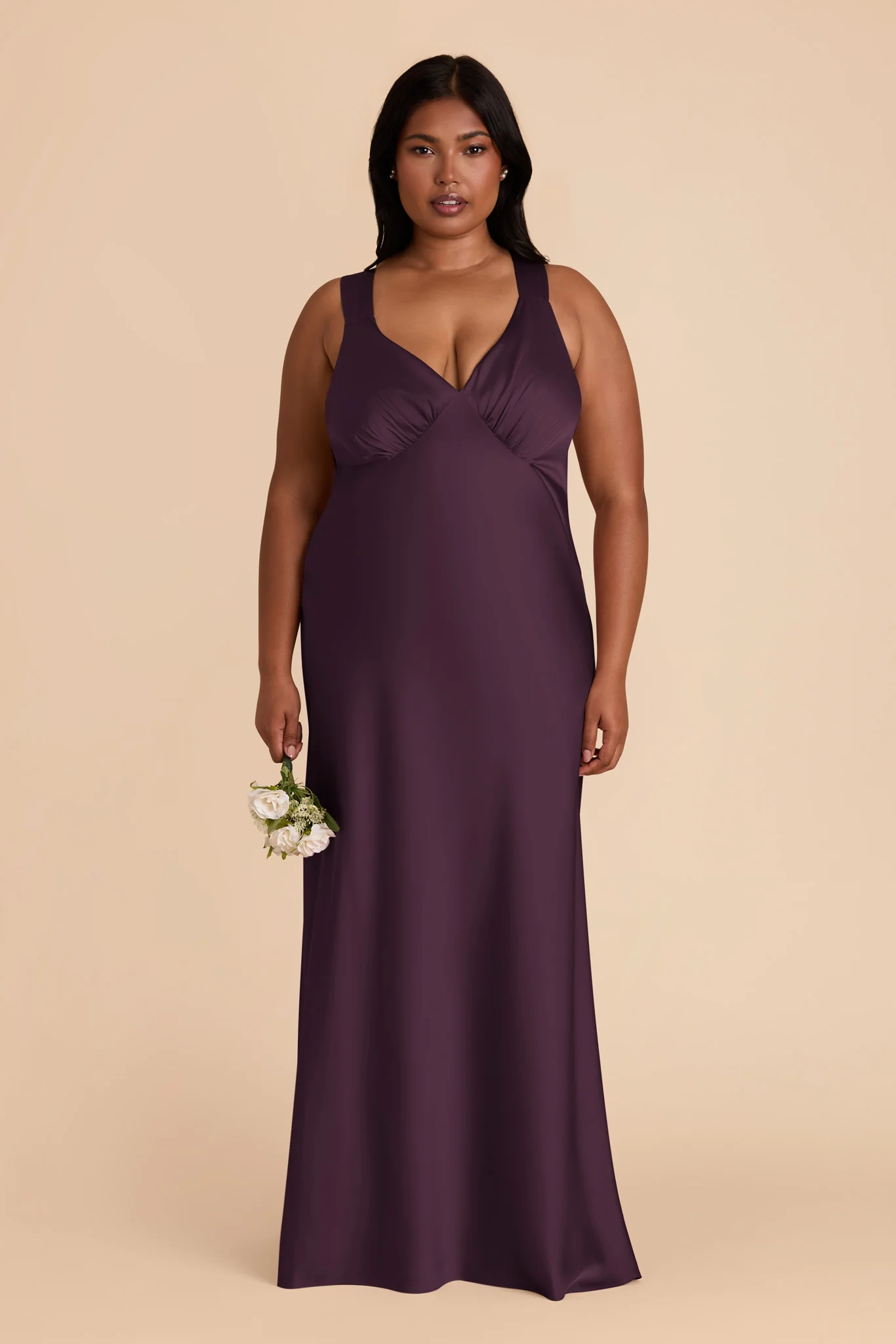 Veronica Matte Satin Dress - Plum - Image 2