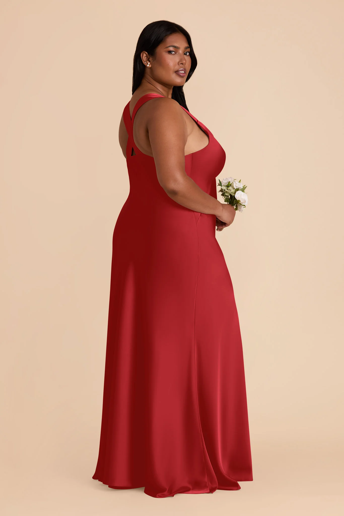 Veronica Matte Satin Dress - Ruby Red - Image 10