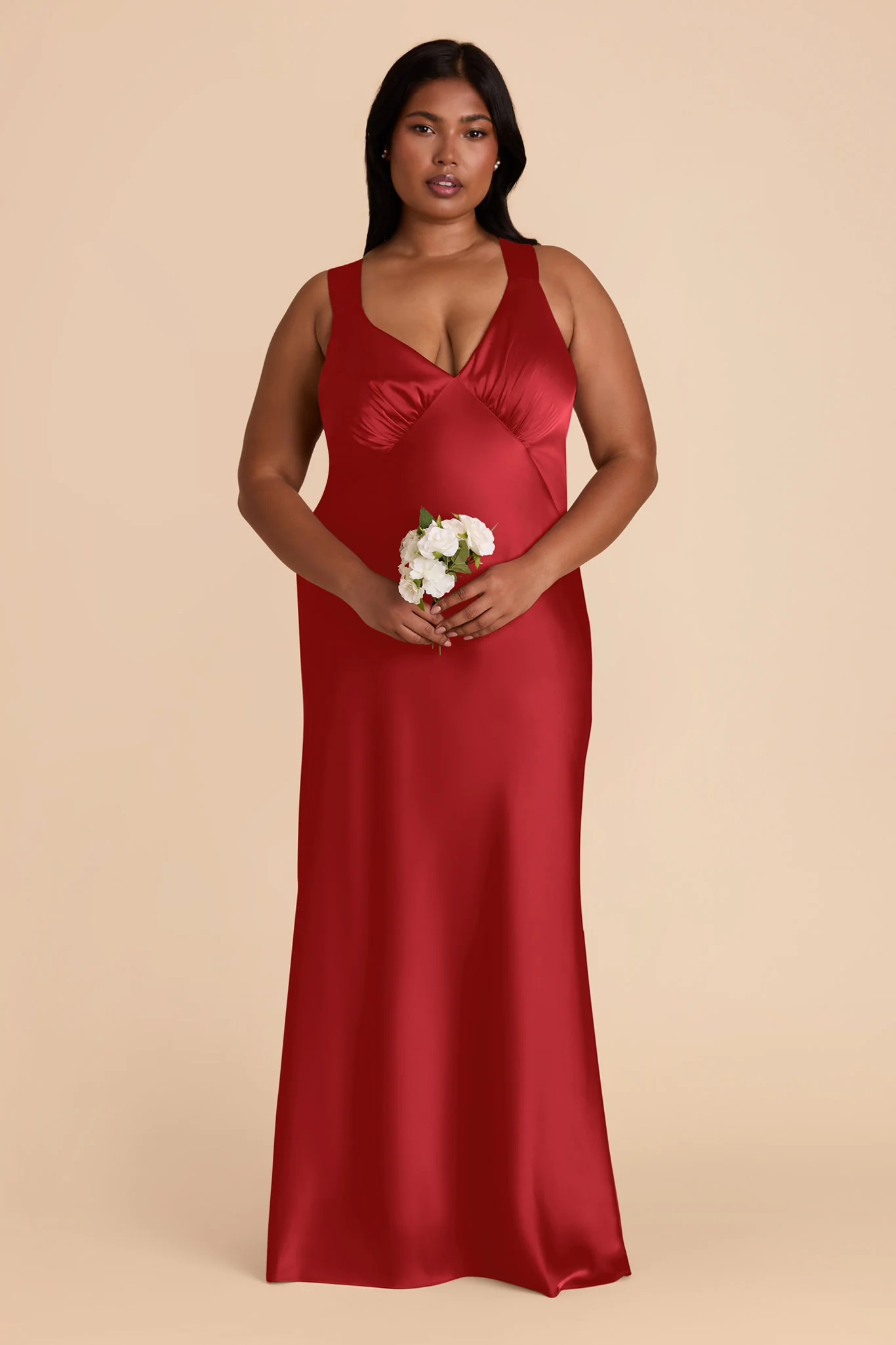 Veronica Matte Satin Dress - Ruby Red - Image 2