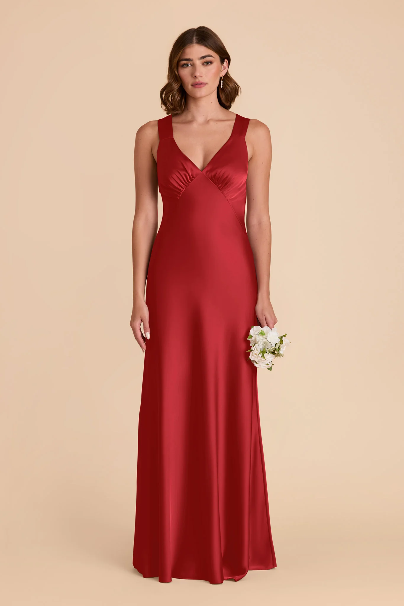 Veronica Matte Satin Dress - Ruby Red - Image 3