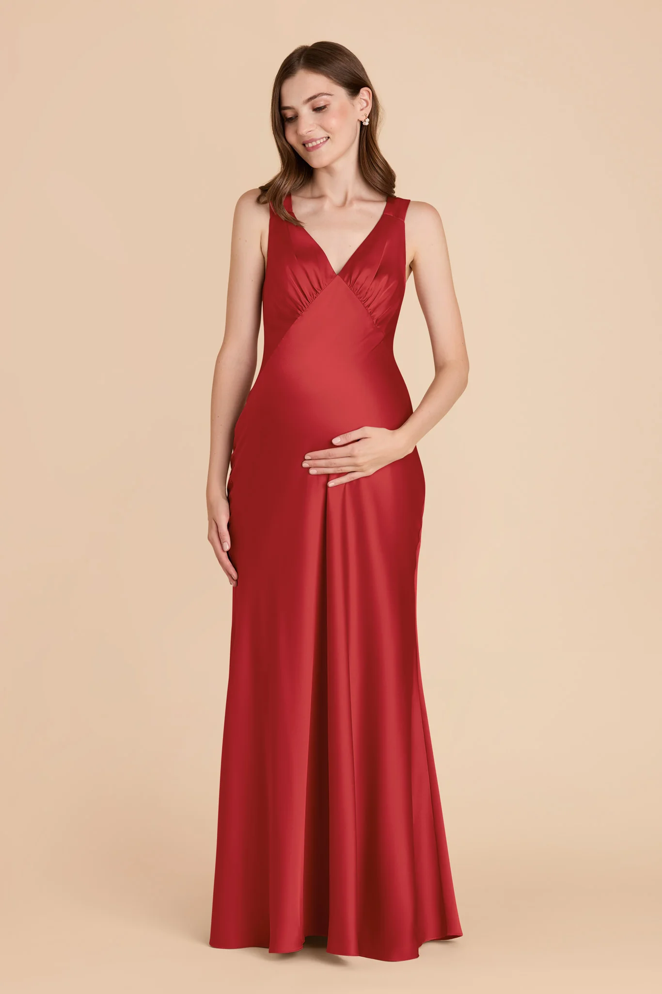 Veronica Matte Satin Dress - Ruby Red - Image 7