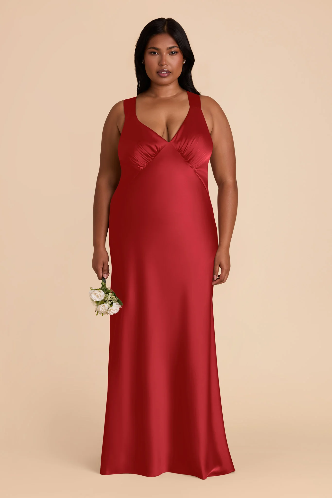 Veronica Matte Satin Dress - Ruby Red - Image 8