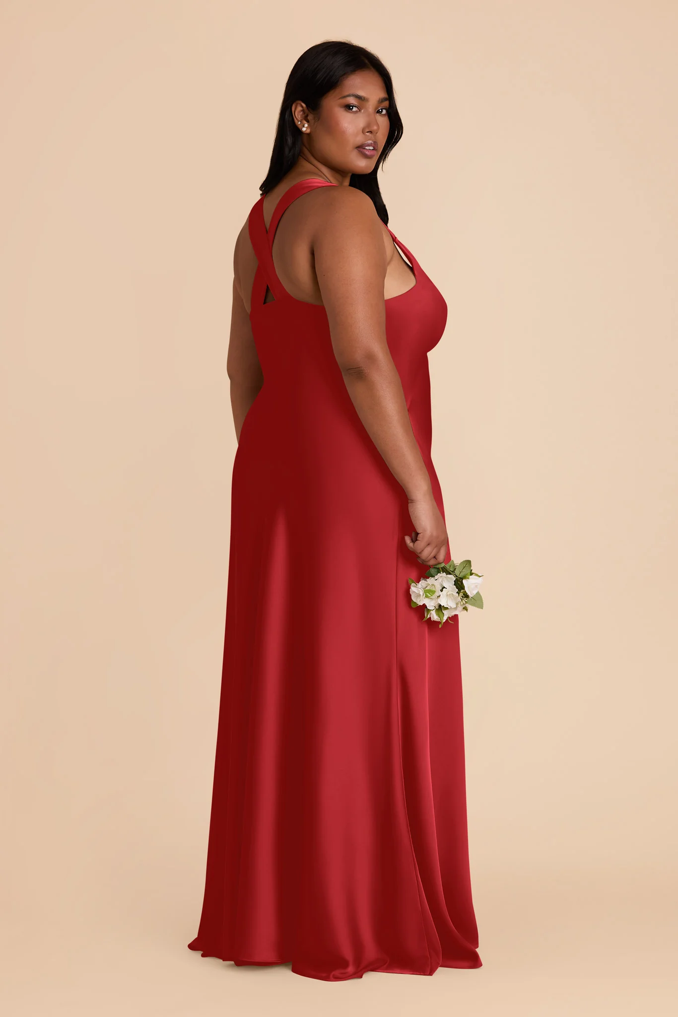 Veronica Matte Satin Dress - Ruby Red - Image 9