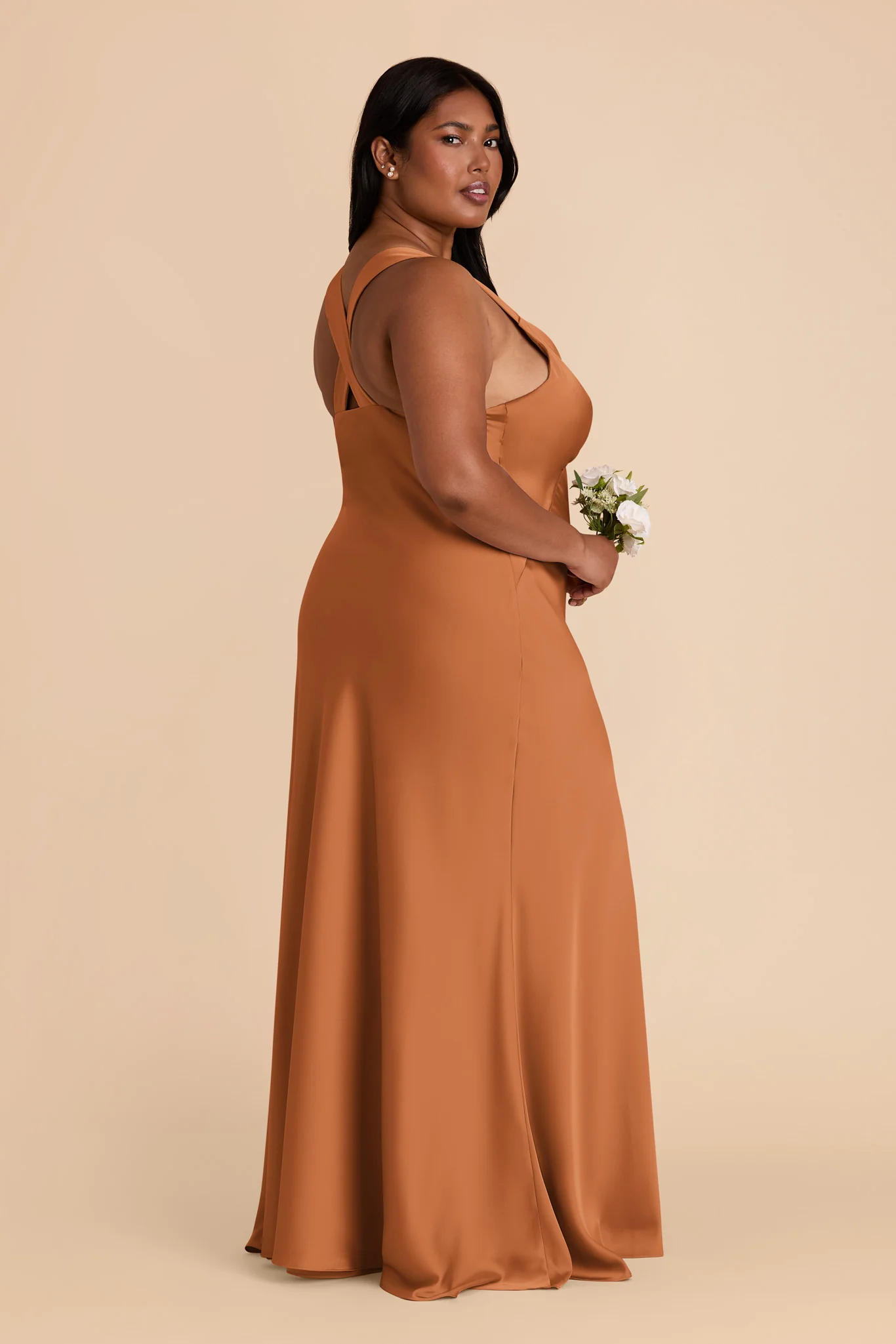 Veronica Matte Satin Dress - Rust - Image 10