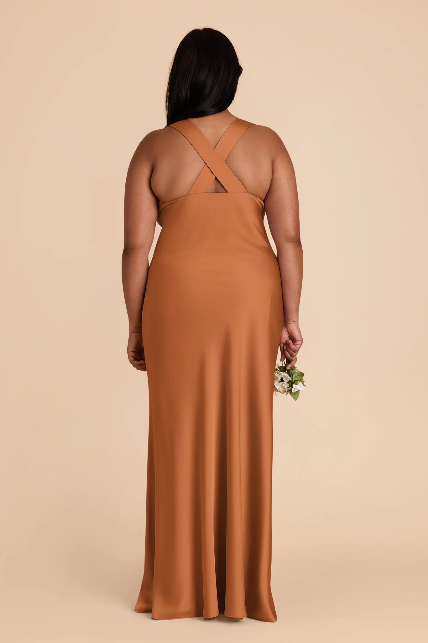 Veronica Matte Satin Dress - Rust - Image 11