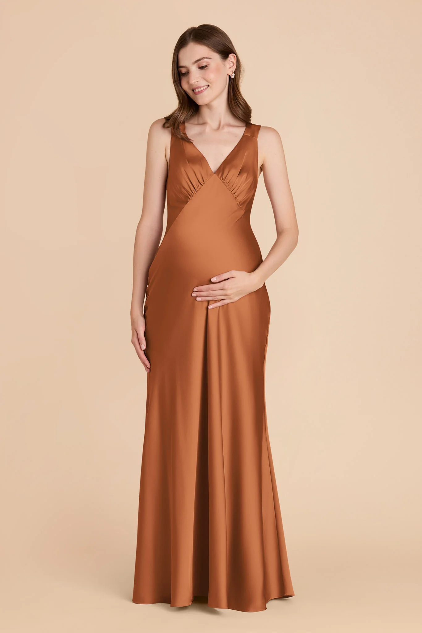 Veronica Matte Satin Dress - Rust - Image 2
