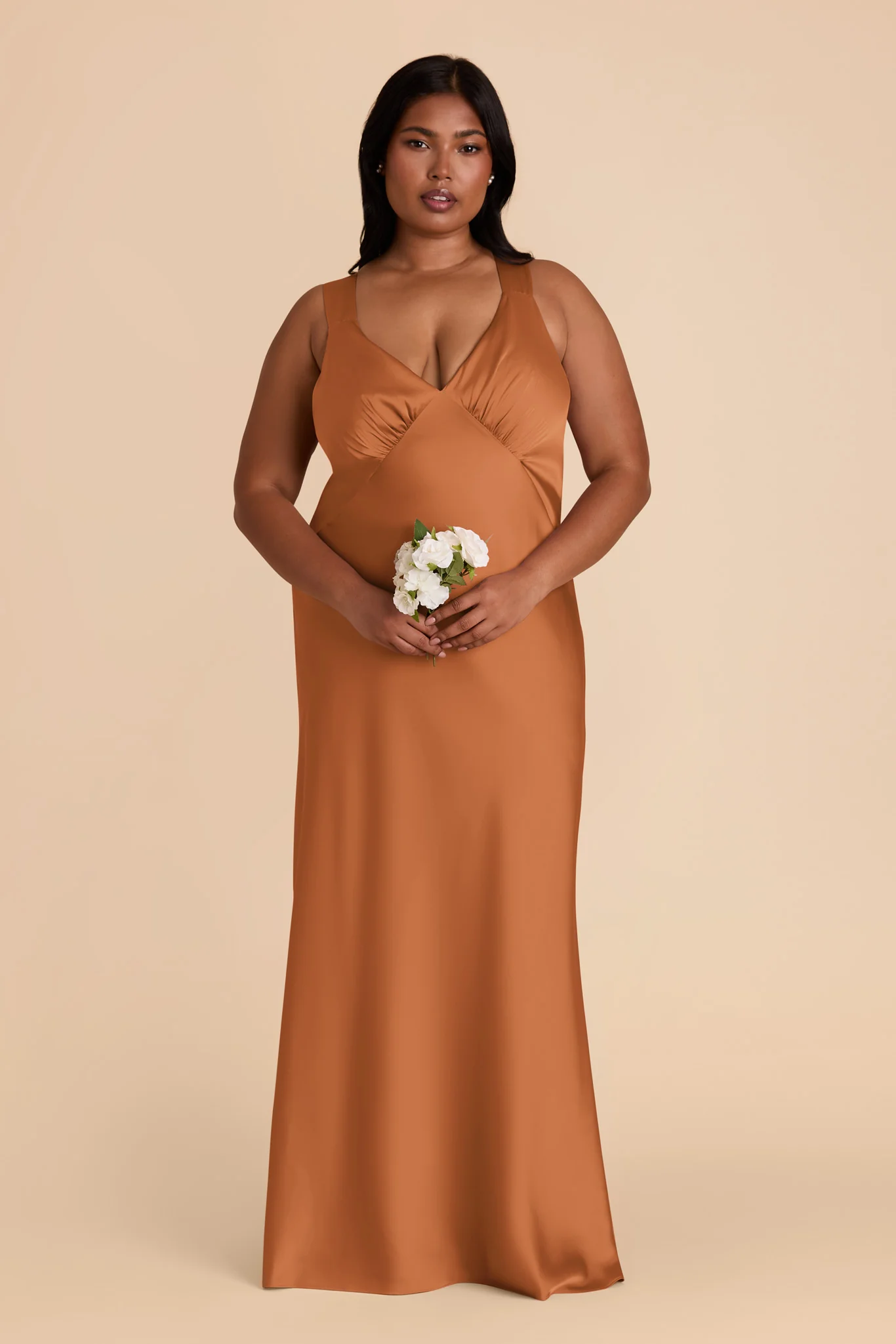 Veronica Matte Satin Dress - Rust - Image 3
