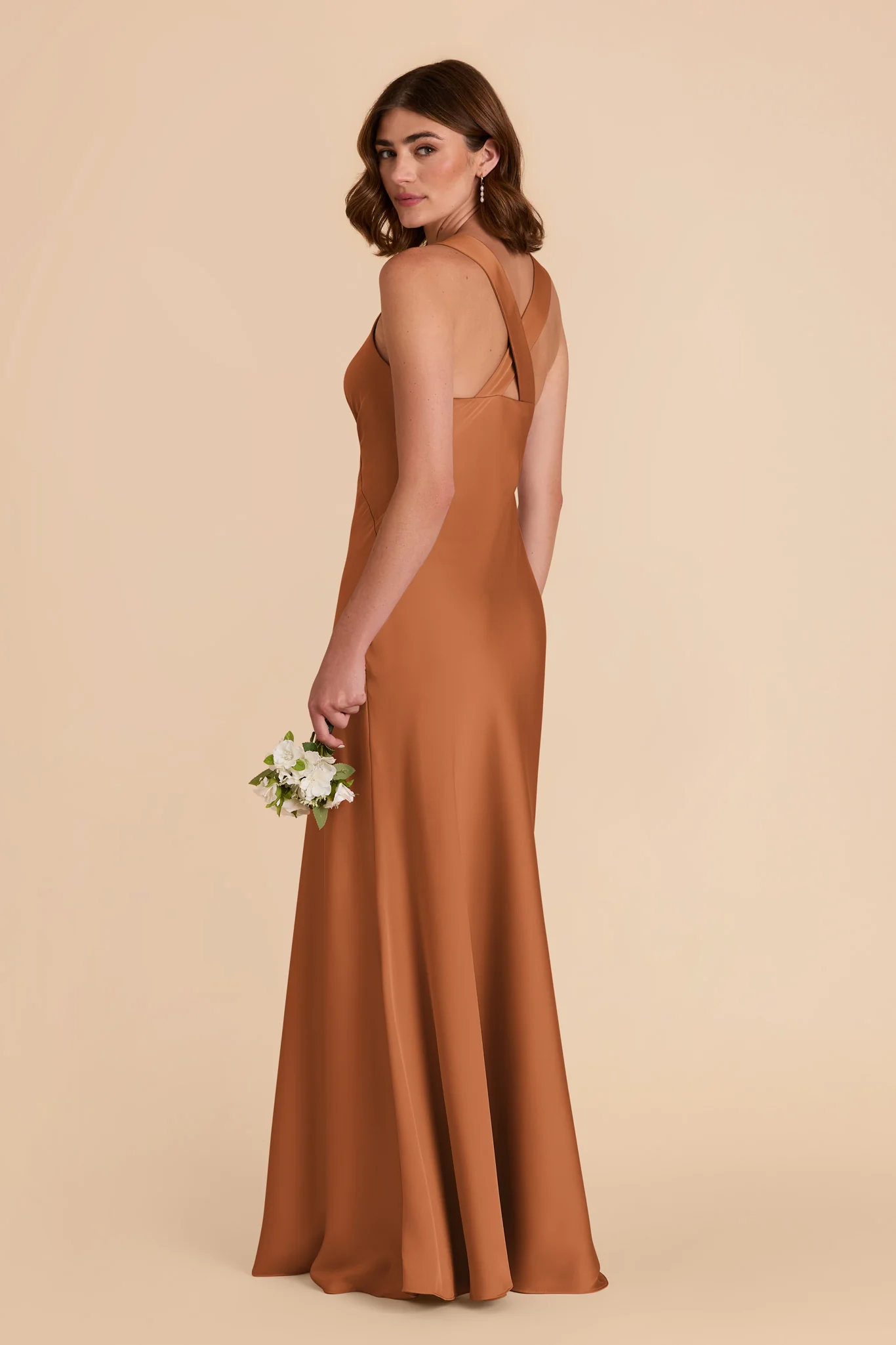 Veronica Matte Satin Dress - Rust - Image 5