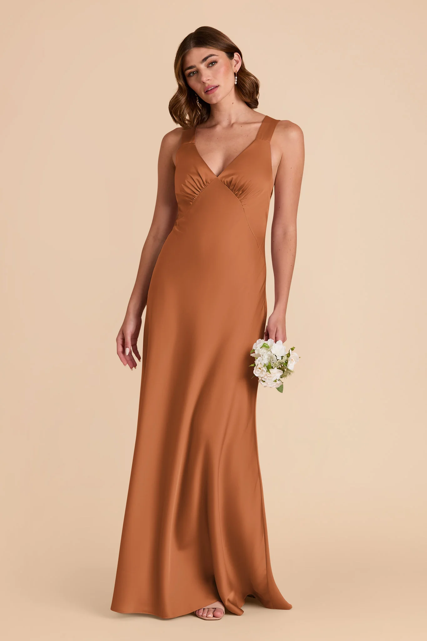 Veronica Matte Satin Dress - Rust - Image 6