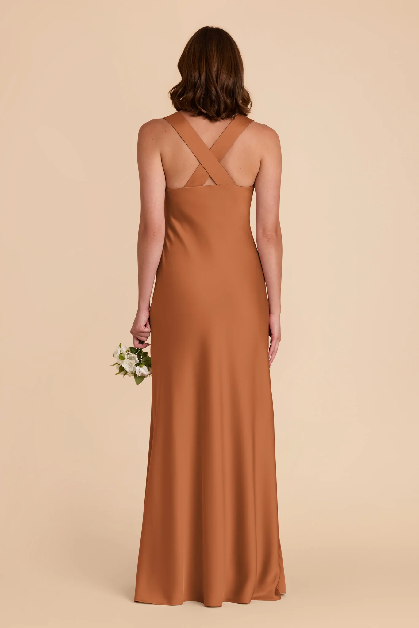 Veronica Matte Satin Dress - Rust - Image 7