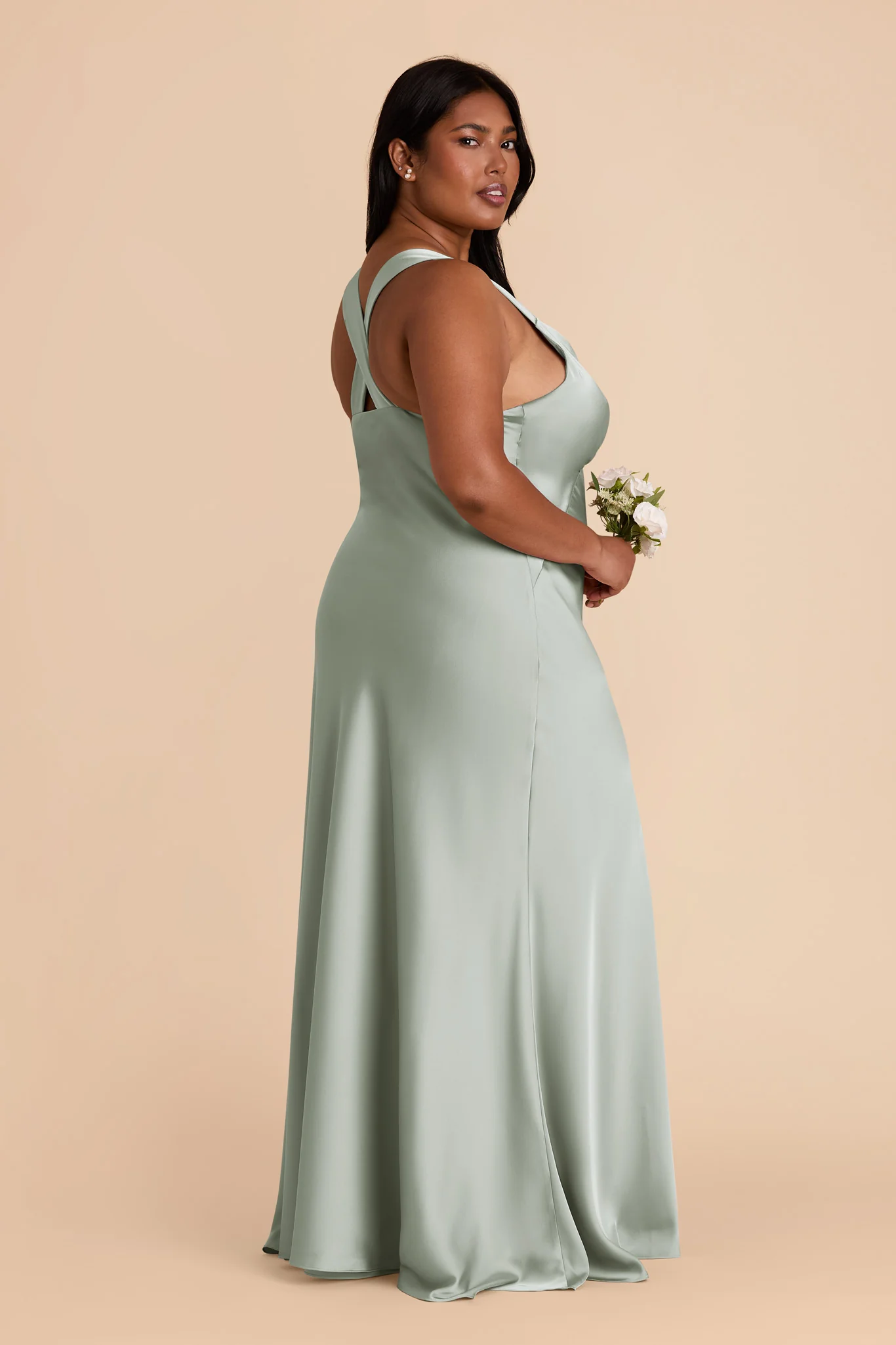 Veronica Matte Satin Dress - Sage - Image 10