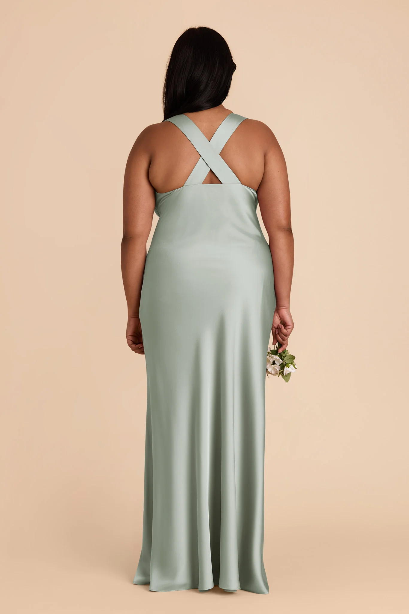 Veronica Matte Satin Dress - Sage - Image 11