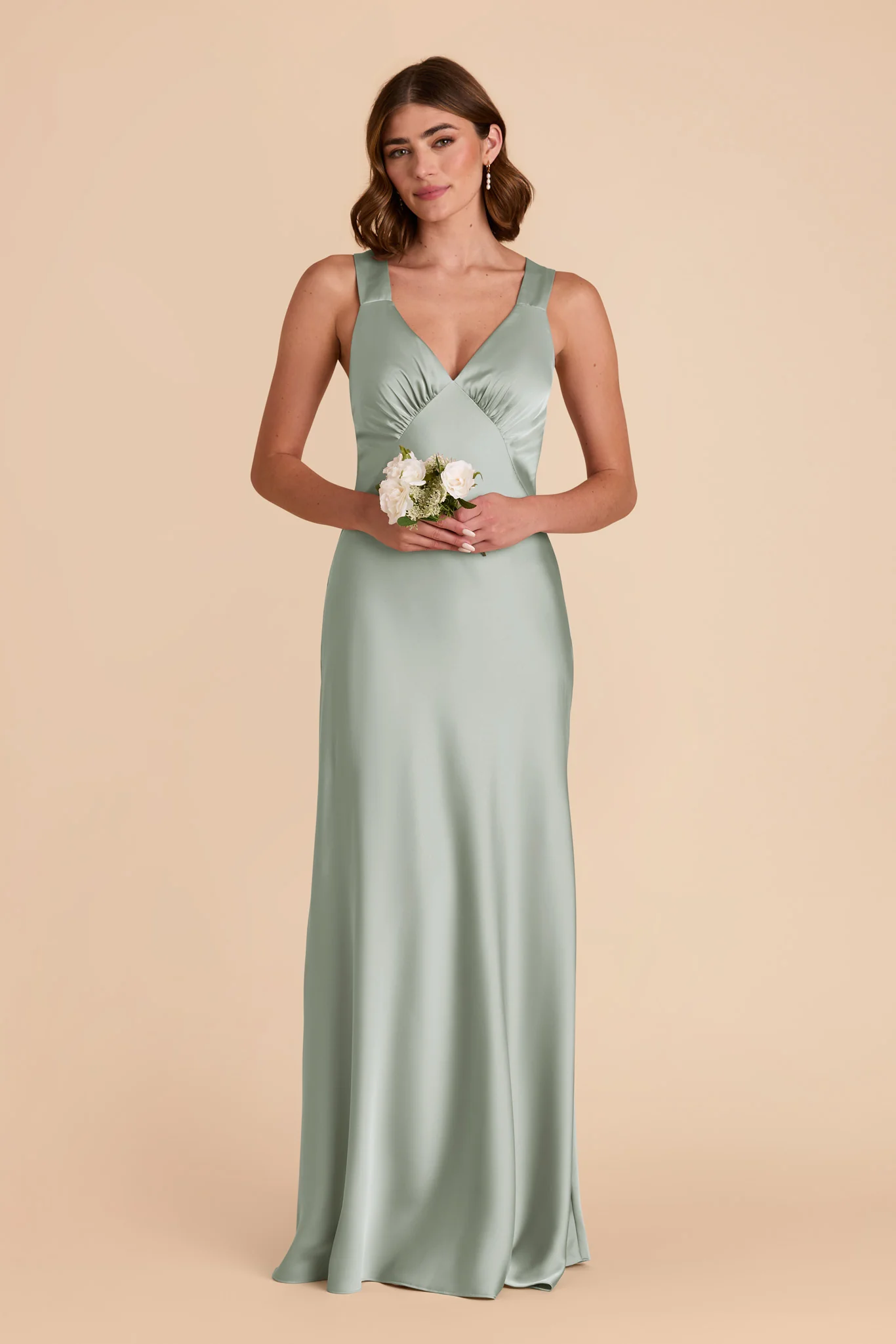 Veronica Matte Satin Dress - Sage - Image 4