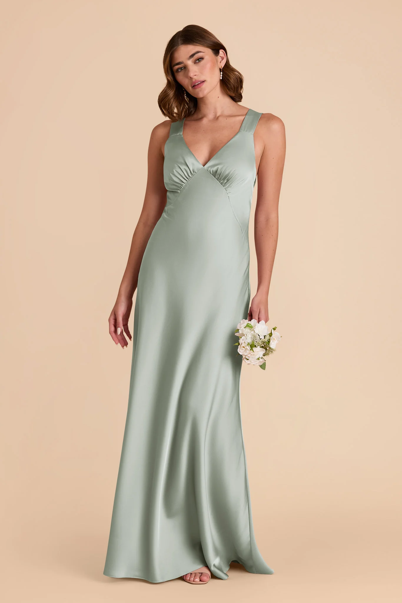 Veronica Matte Satin Dress - Sage - Image 5