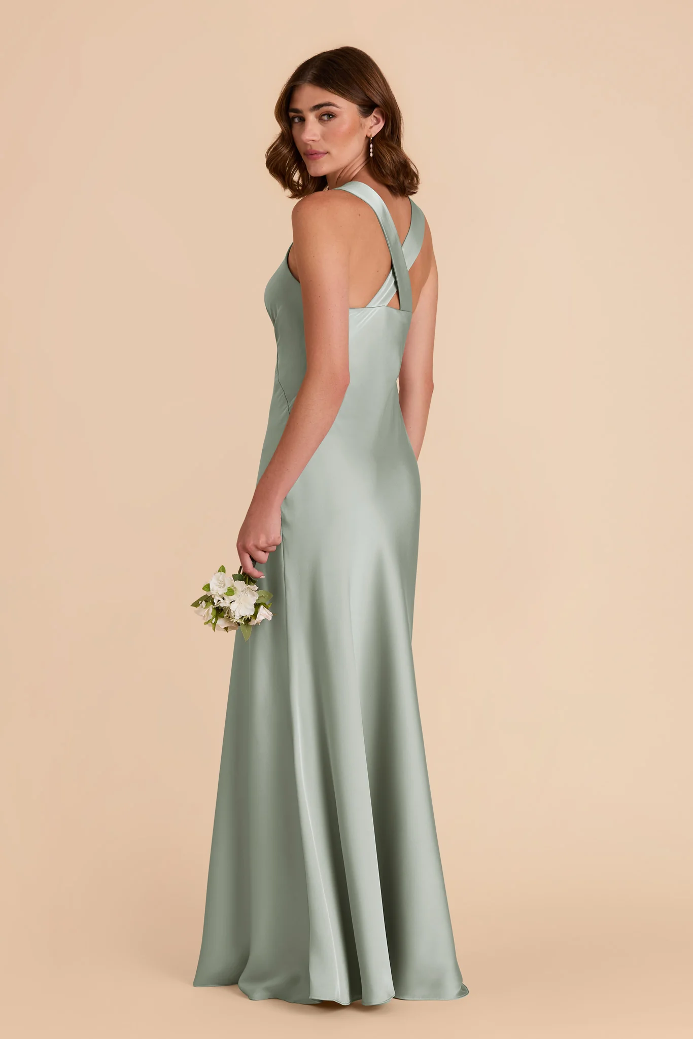 Veronica Matte Satin Dress - Sage - Image 6
